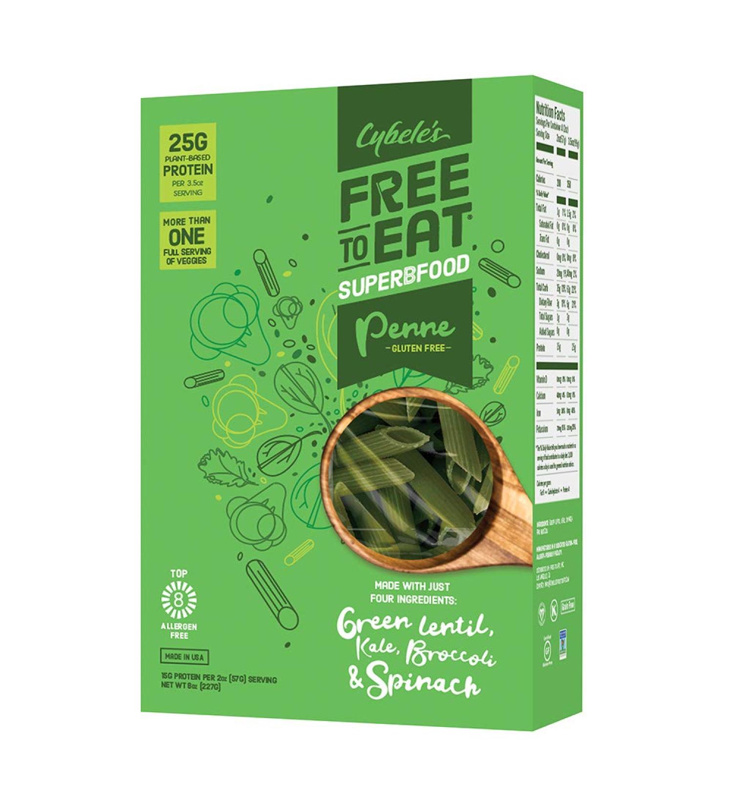 Cybele's Free to Eat Gluten Free & Grain Free Pasta | Superfood Green  Penne | High in Plant Based Protein | Dairy Free  Nut Free  Soy Free  Allergen Free  Non GMO  Vegan | 8oz Box (Pack of 1) - Buy Online on GoSupps.com