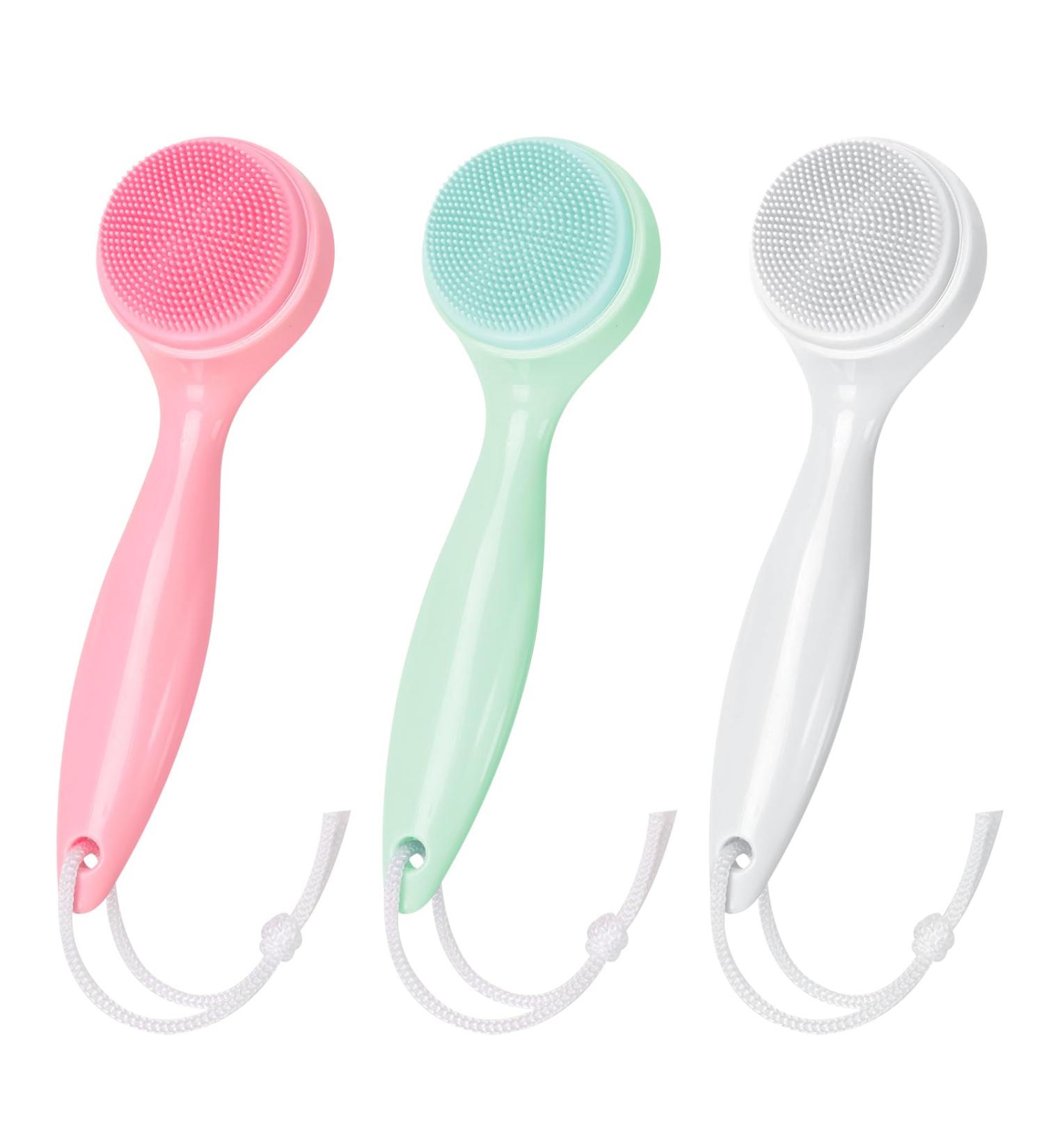 Buy NADUSEP Silicone Facial Cleansing Brush - 3 Pack Exfoliating Scrubber for Blackheads & Makeup Removal - Soft Waterproof & Skin-Friendly | International Shipping - Buy Online on GoSupps.com
