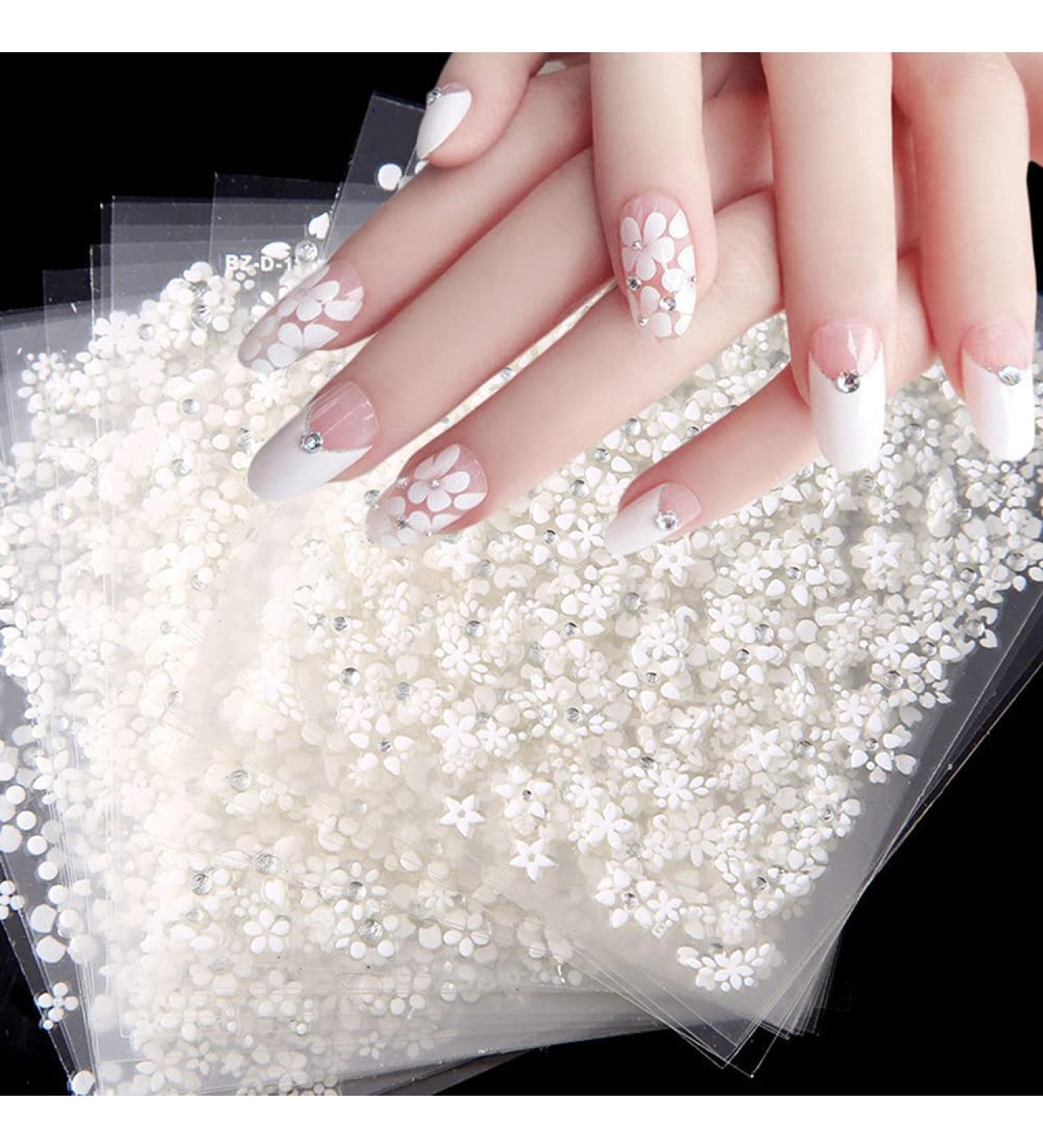 30 Sheets 3D Flower Nail Art Stickers - Self-Adhesive Decals with Rhinestones for Women - Floral Manicure Tips and DIY Nail Decorations - Buy Online on GoSupps.com