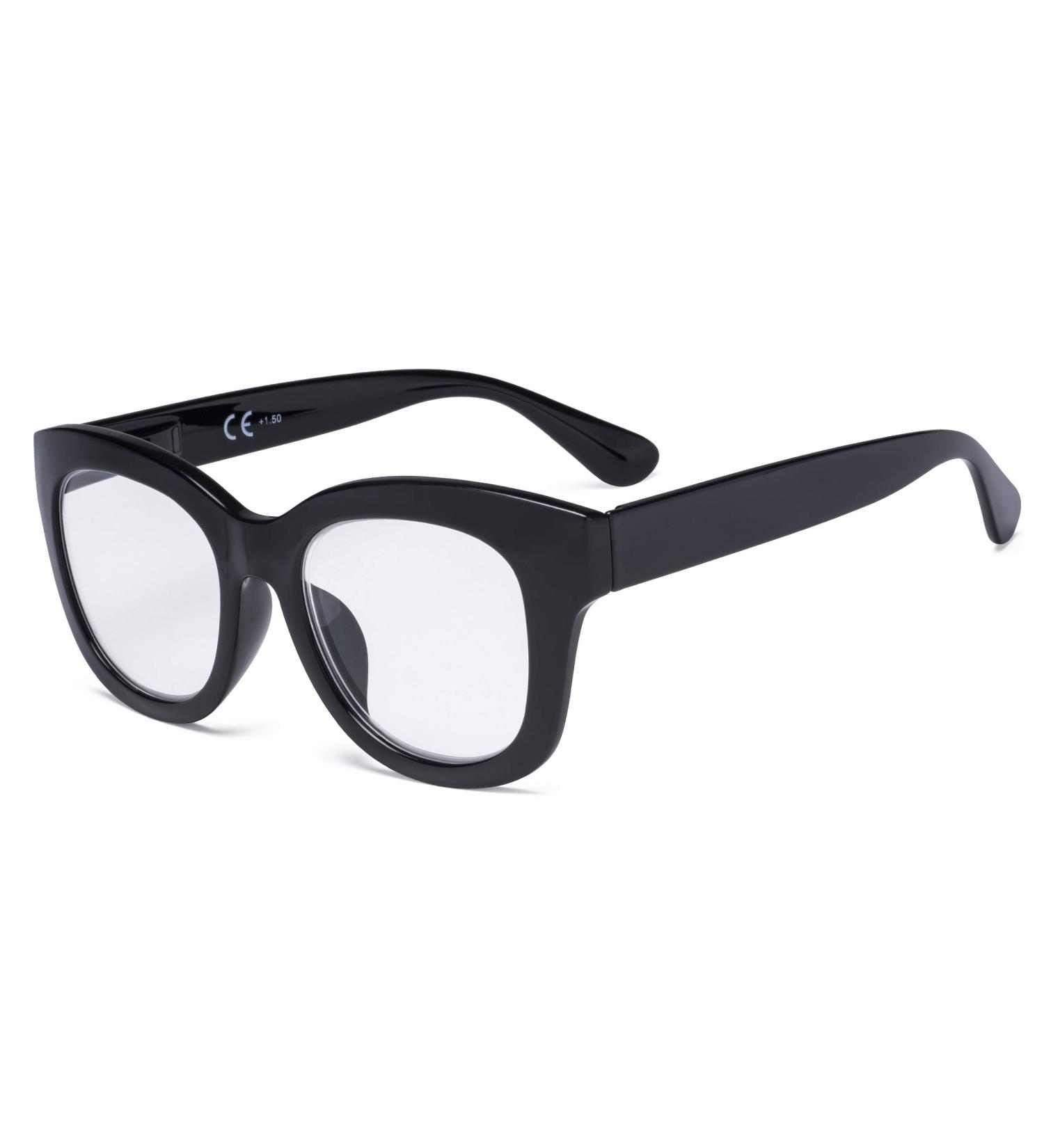 Eyekepper Oversized Reading Glasses - Retro +0.50 Black Reader Glasses for Women | International Shipping Available - Buy Online on GoSupps.com