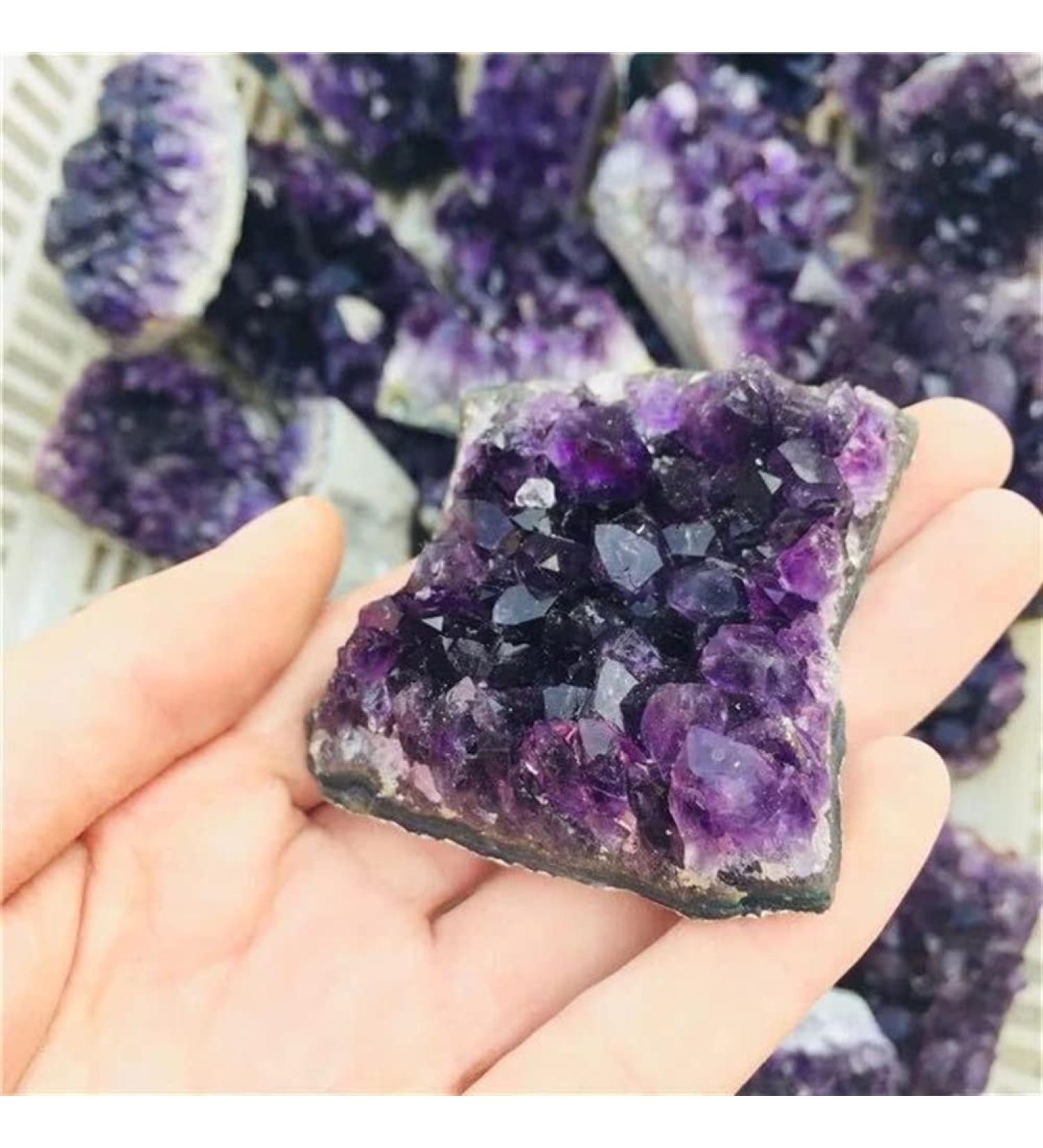 1pc 40g-55g Purple Feng Shui Natural Amethyst Crystal Quartz Drusy Geode Cluster Stone Decoration Ornament Feng Shui Decoration Full of Texture - Buy Online on GoSupps.com