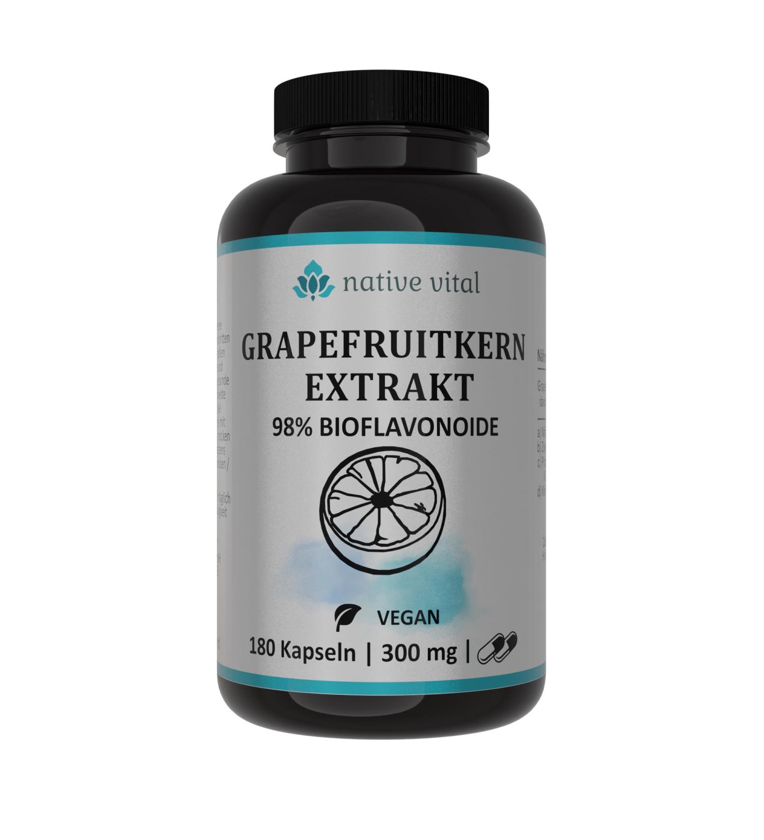 Grapefruit Seed Extract - 98% Bioflavonoids - 180 Vegan Capsules - Premium Quality Made in Germany - International Shipping Available - Buy Online on GoSupps.com