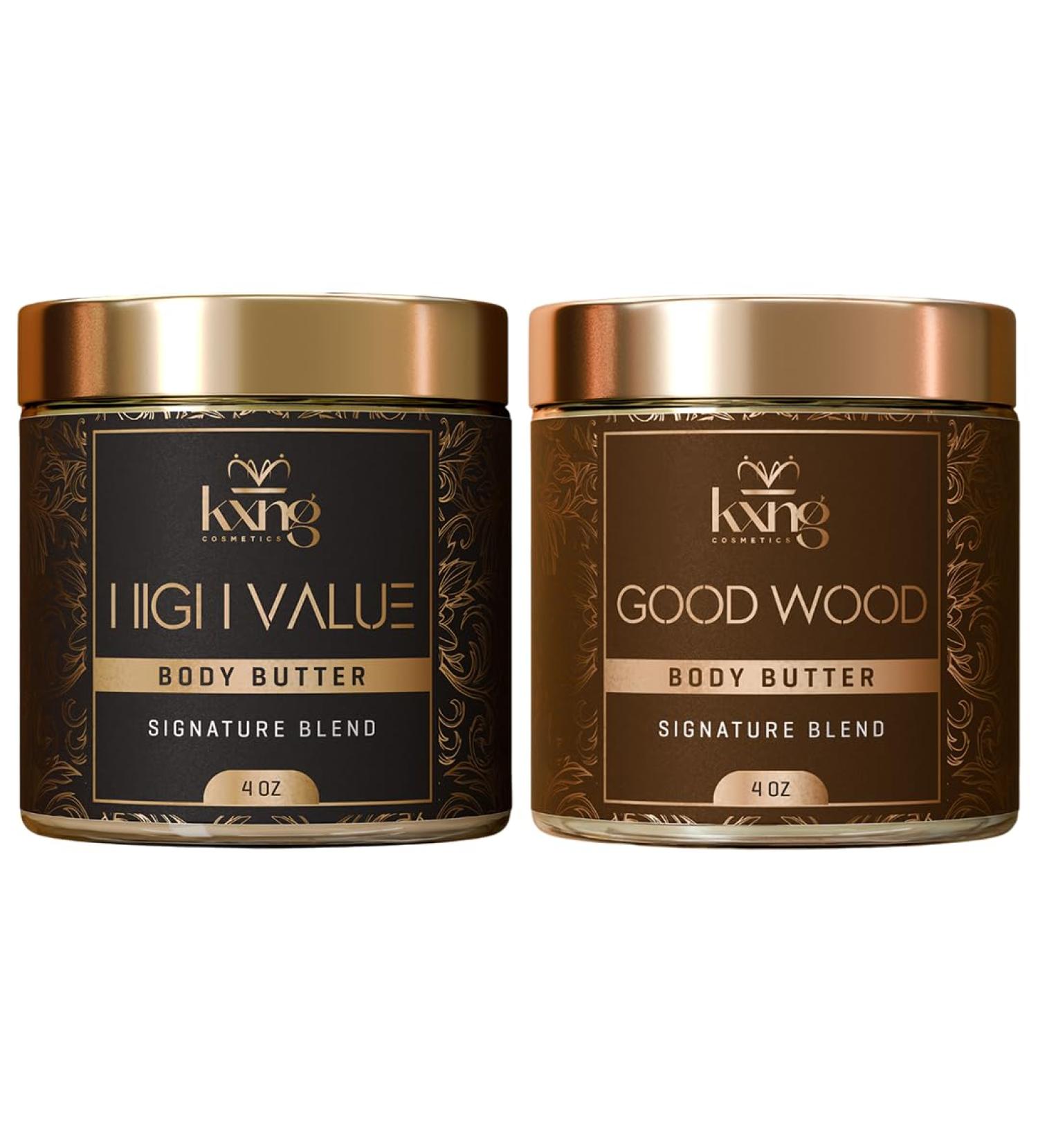 KXNG Cosmetics Shea Body Butter Cream Bundle 2 x 4oz | Organic Body Butter for Men & Women with Shea Cocoa Mango & Coconut Oil | Deep Moisturizing Cream for Dry Skin Hands Feet & All Skin Types - Buy Online on GoSupps.com