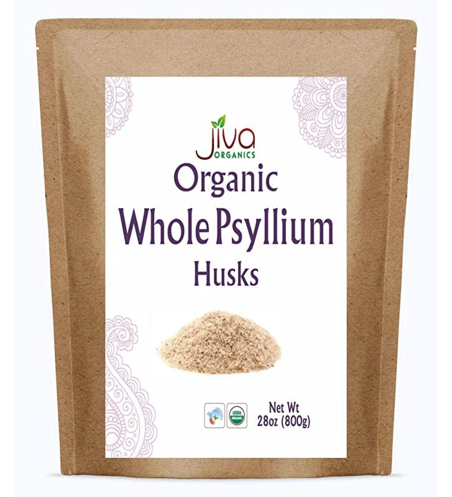 Jiva Organic Whole Psyllium Husk (Isabgol) 28 Oz Jumbo Bag - Non-GMO, Unflavored - Keto Friendly, Soluble Fiber 1.75 Pound (Pack of 1)