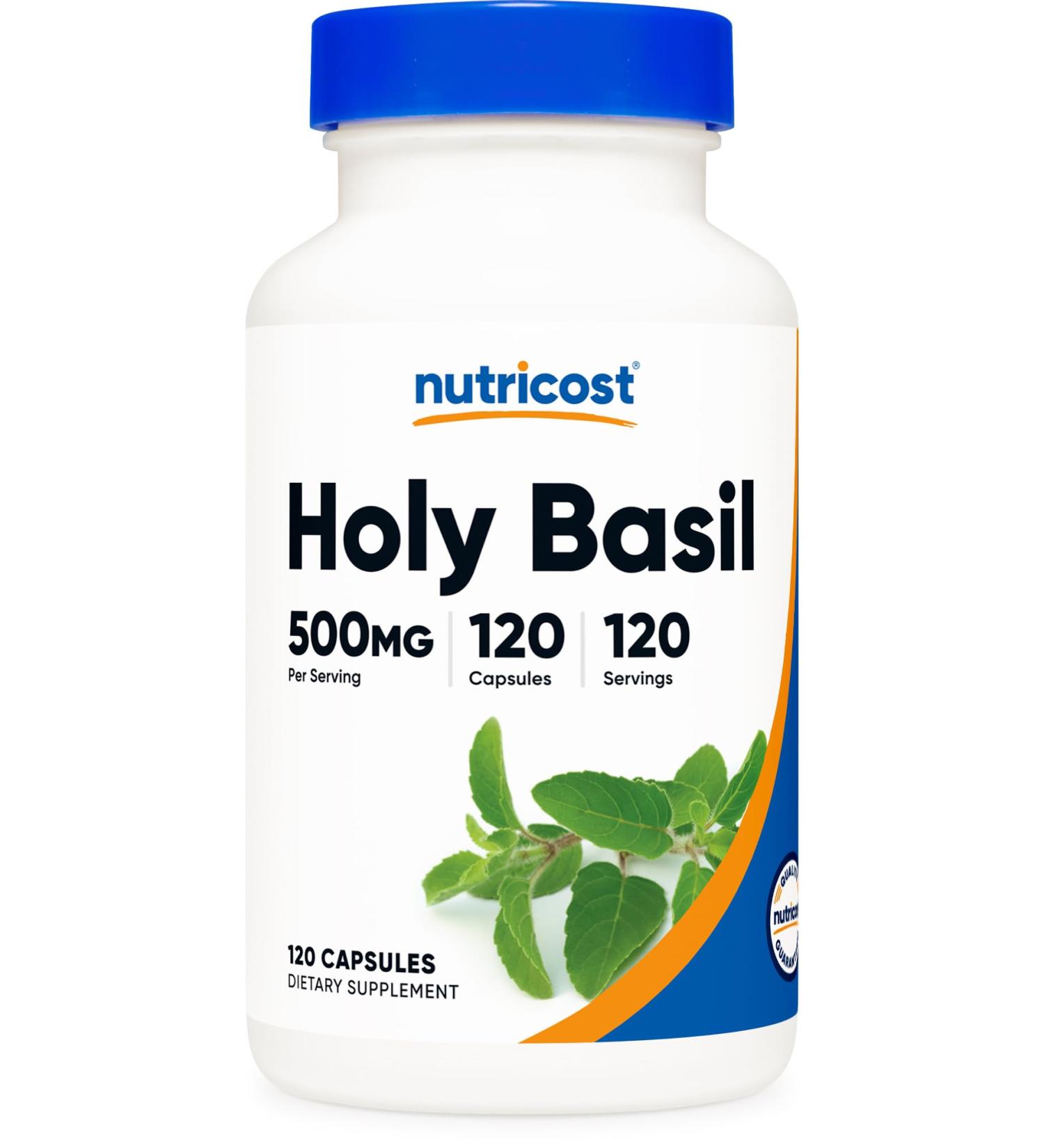 Nutricost Holy Basil Capsules 500mg 120 Vegetarian Capsules - Gluten Free Non-GMO - Buy Online on GoSupps.com