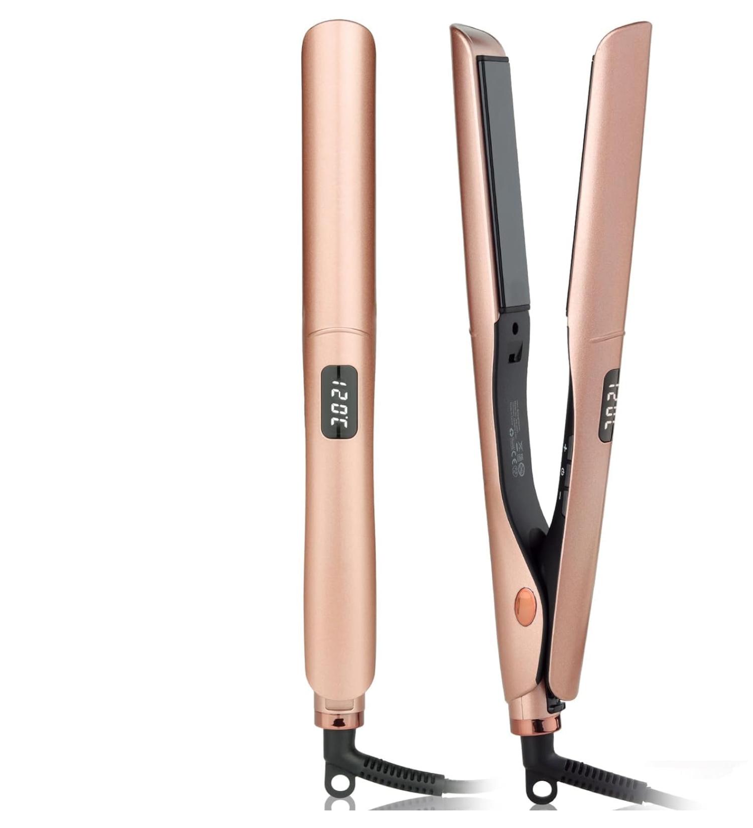 2 in 1 Travel Hair Straightener & Curling Iron - Ceramic Waves LCD Display - Perfect for Long & Short Hair - International Shipping - Buy Online on GoSupps.com