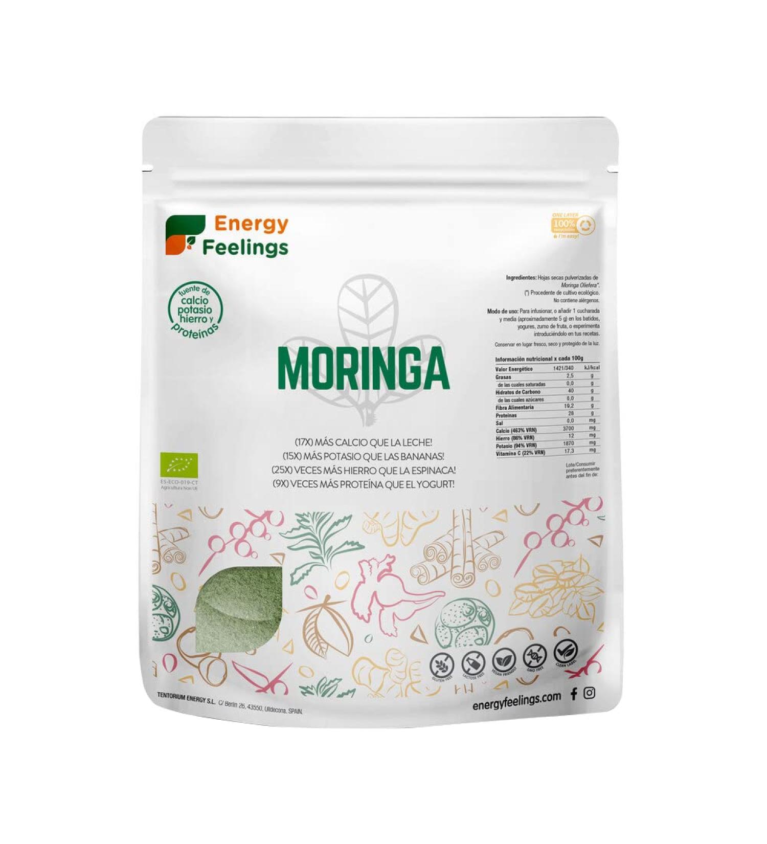 Energy Feelings Energy Feelings Moringa Powder Eco-Friendly 1 kg | Antioxidant | Anti-inflammatory | Vitamins and Minerals - Buy Online on GoSupps.com