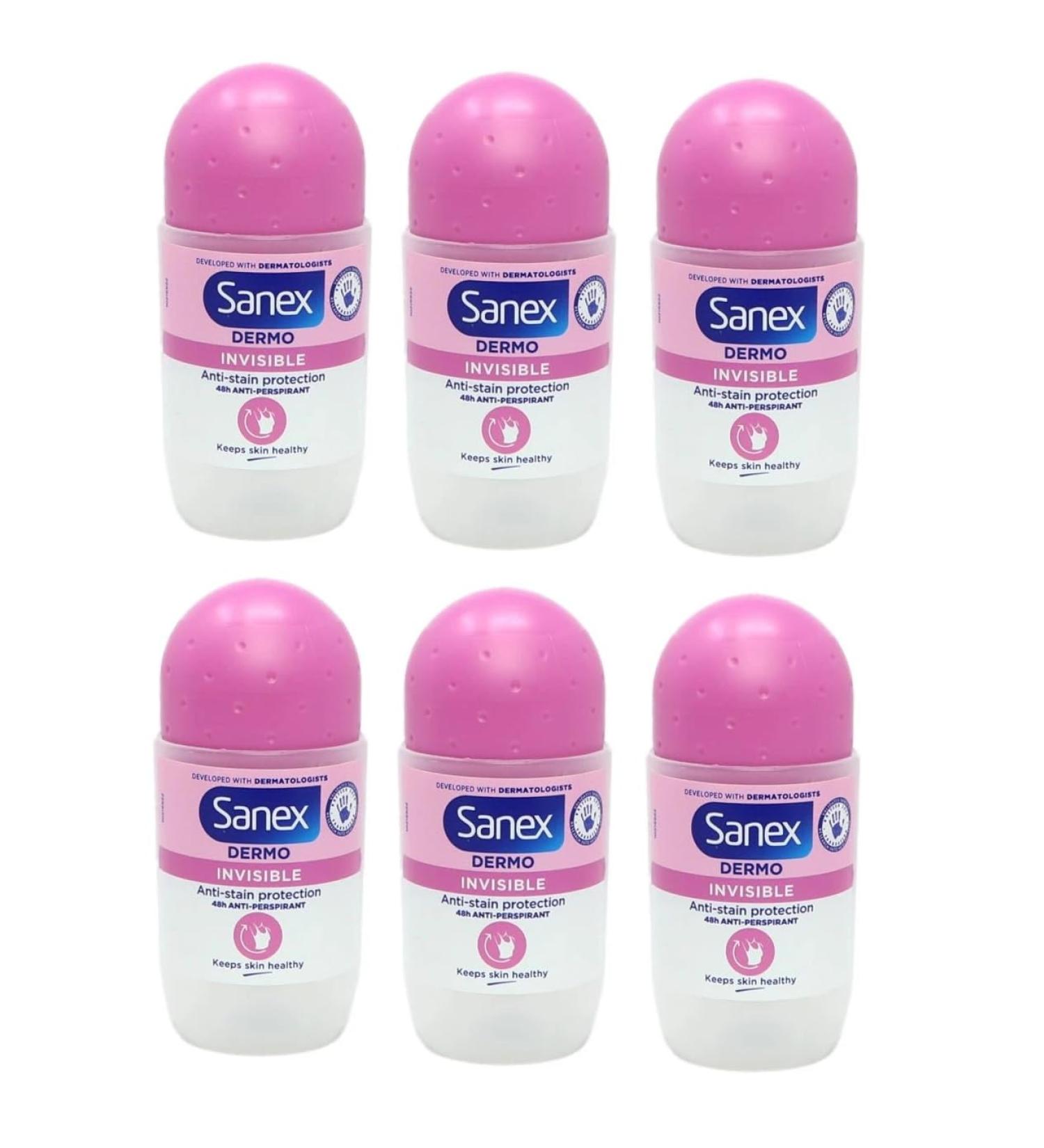 SANEX Dermo Invisible Deodorant Roll-on Women All Skin Types 50 ml Pack of 6 - Buy Online on GoSupps.com