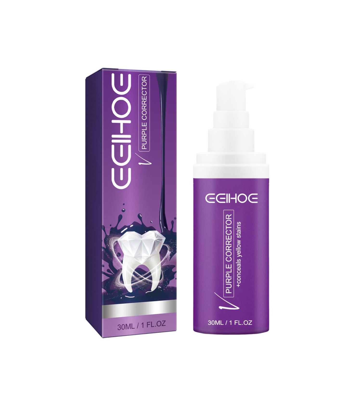 Purple Teeth Whitening Toothpaste 30ml - Bright White Teeth Stain Removal from Coffee & Smoking Violet Formula for Color Correction - Buy Online on GoSupps.com