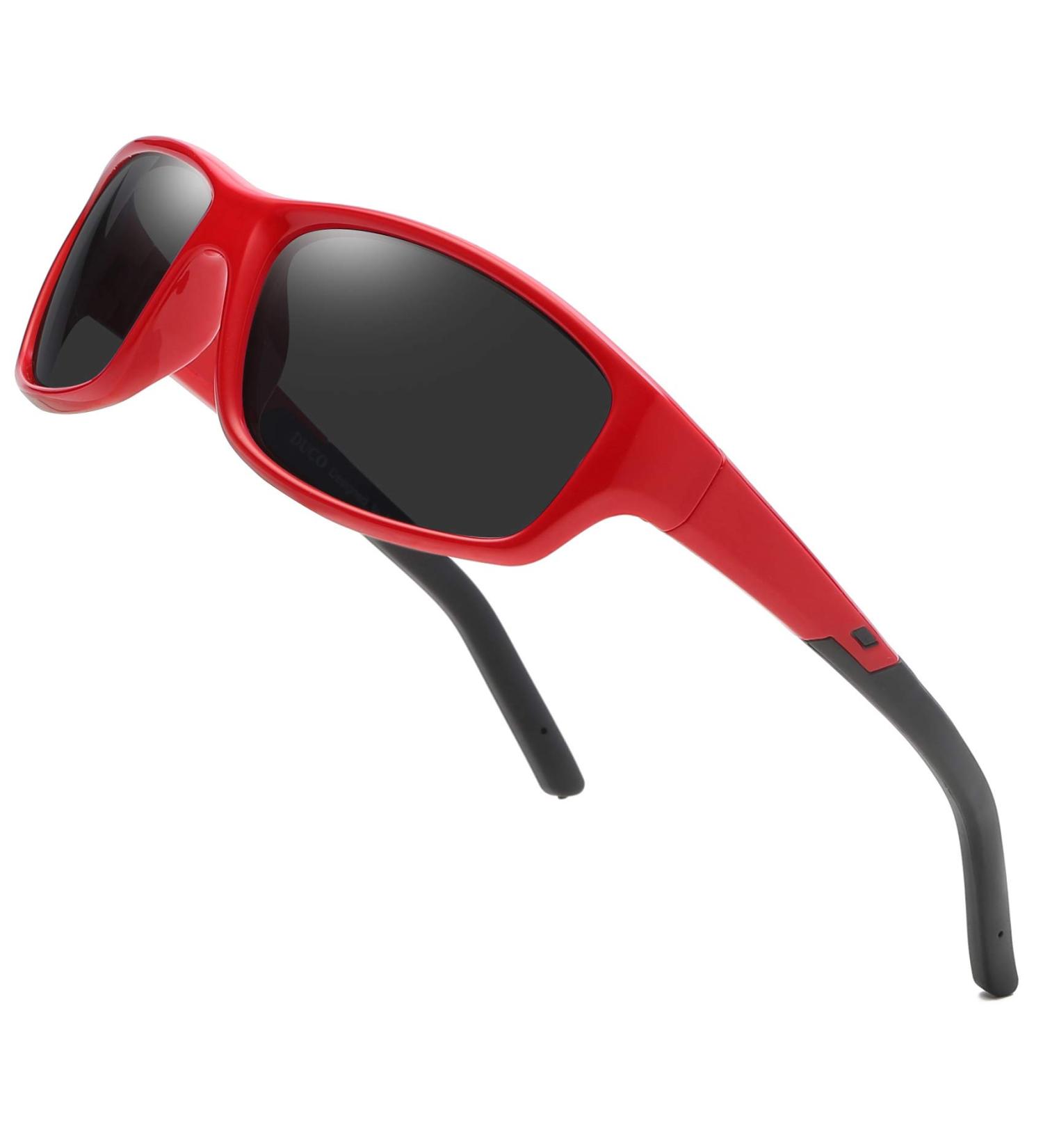 DUCO Polarized Sunglasses for Kids - UV400 Protection Flexible Rubber Red/Black | Boys & Girls - Buy Online on GoSupps.com