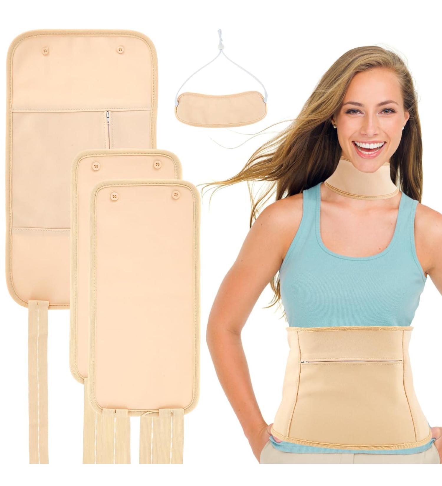 Castor Oil Wrap 4Pcs Waist Neck Oil Pack Set Washable Reusable Knee Essential Oil Wrap Mess-Free Oil Pack Wrap with Adjustable Elastic Strap Comfortable Oil Pack Leak-Proof Oil Pack for Waist Neck Knee - Buy Online on GoSupps.com