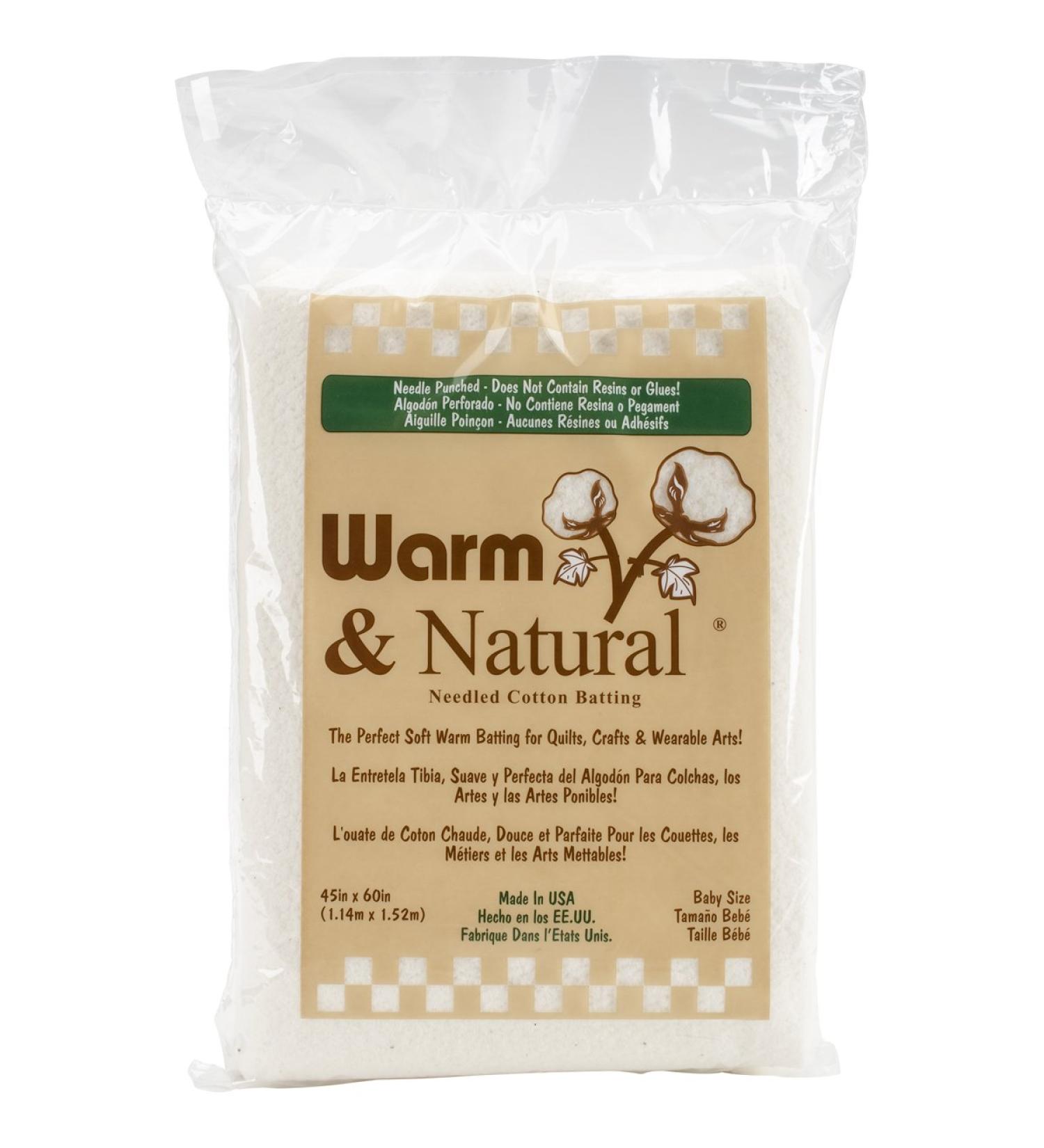 Warm Company Batting 2322 Warm & Natural Cotton Batting-Crib Size 45"X60"