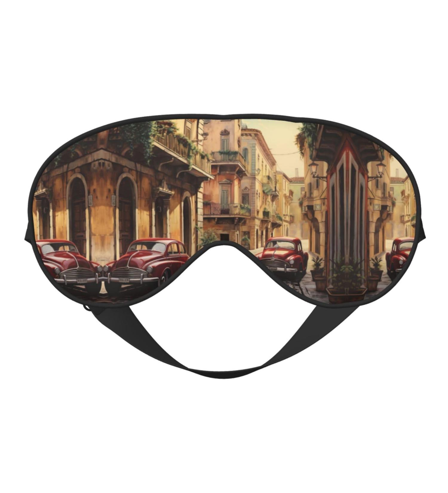 Italian Street Print Unisex Sleep Eye Mask - Soft Comfort Eye Shade for Travel Yoga & Shift Work - Black - Buy Online on GoSupps.com