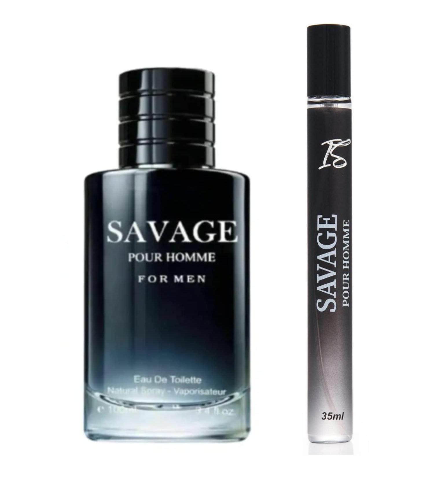 Savage for Men Cologne Set - 3.4 Fl Oz + 35ml Travel Spray | Inspired by Sauvage | Masculine Daily Scent for Men - Buy Online on GoSupps.com