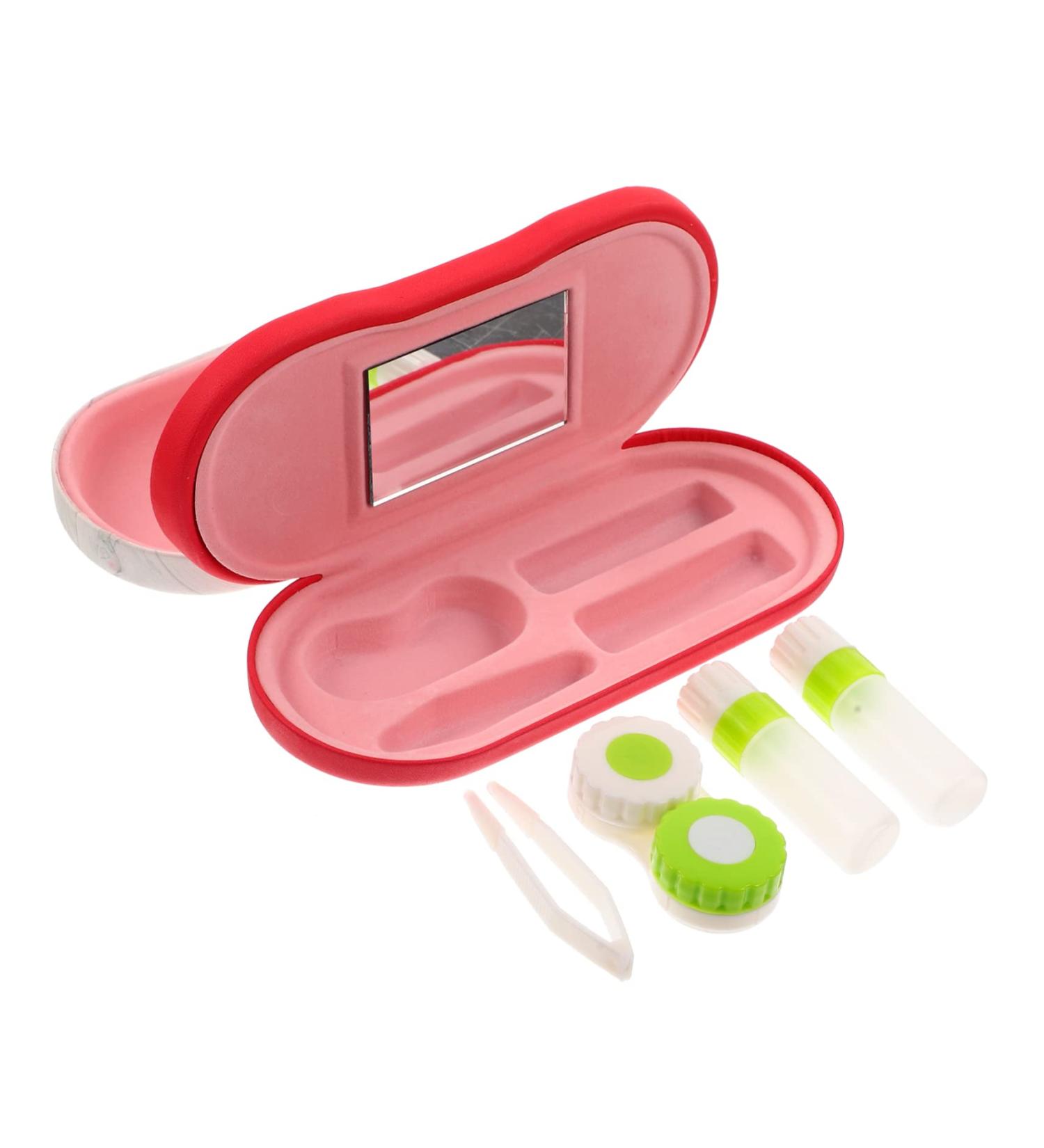 Partykindom Double-Layer Glasses Case | Portable Vacation Eyewear Holder | Travel Solution with Mirror & Contact Lens Container | Stylish PU Leather Design - Buy Online on GoSupps.com