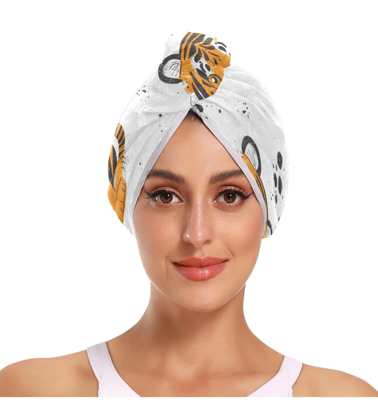 Clever Tigers Hair Towel 2 Pack - Super Absorbent Quick Dry Hair Turbans with Button Twisty Wrap for Women & Girls - International Shipping - Buy Online on GoSupps.com