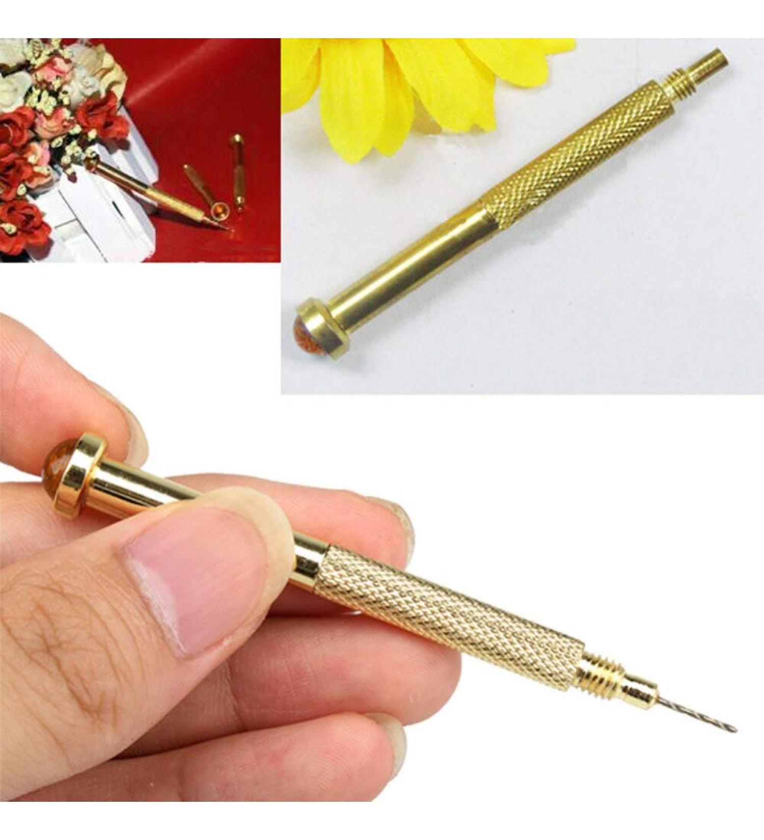 New Professional Manual Nail Drill Hole Nail Art UV Gel Acrylic Decoration Dismountable Tools Golden - Buy Online on GoSupps.com