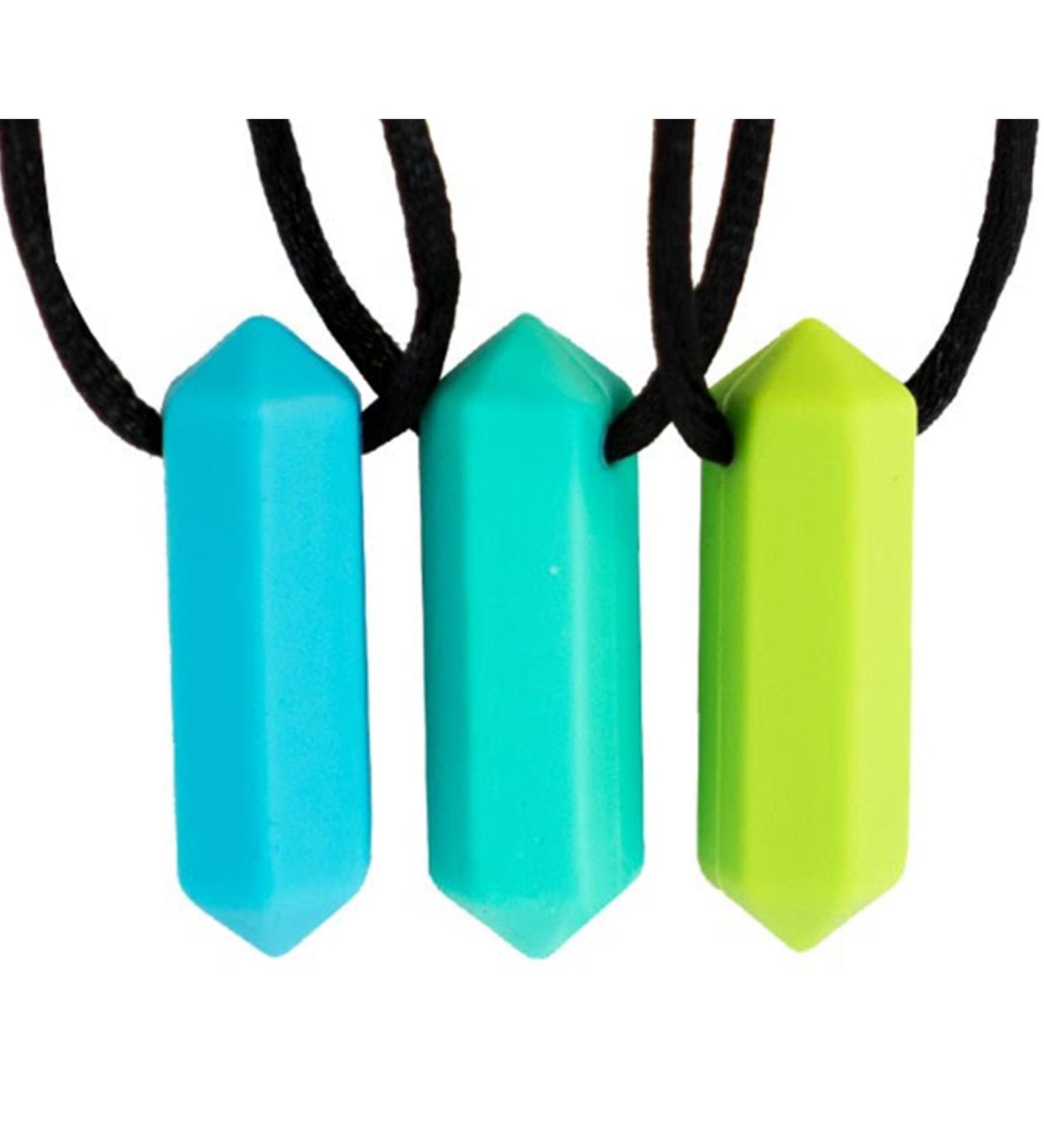 Tilcare Chew Chew Sensory Necklace - Silicone Chewy Toy for Kids and Adults with Autism - Chewing Pendant in Blue/Turquoise/Green - Perfect for Biting Sensory Needs - Buy Online on GoSupps.com