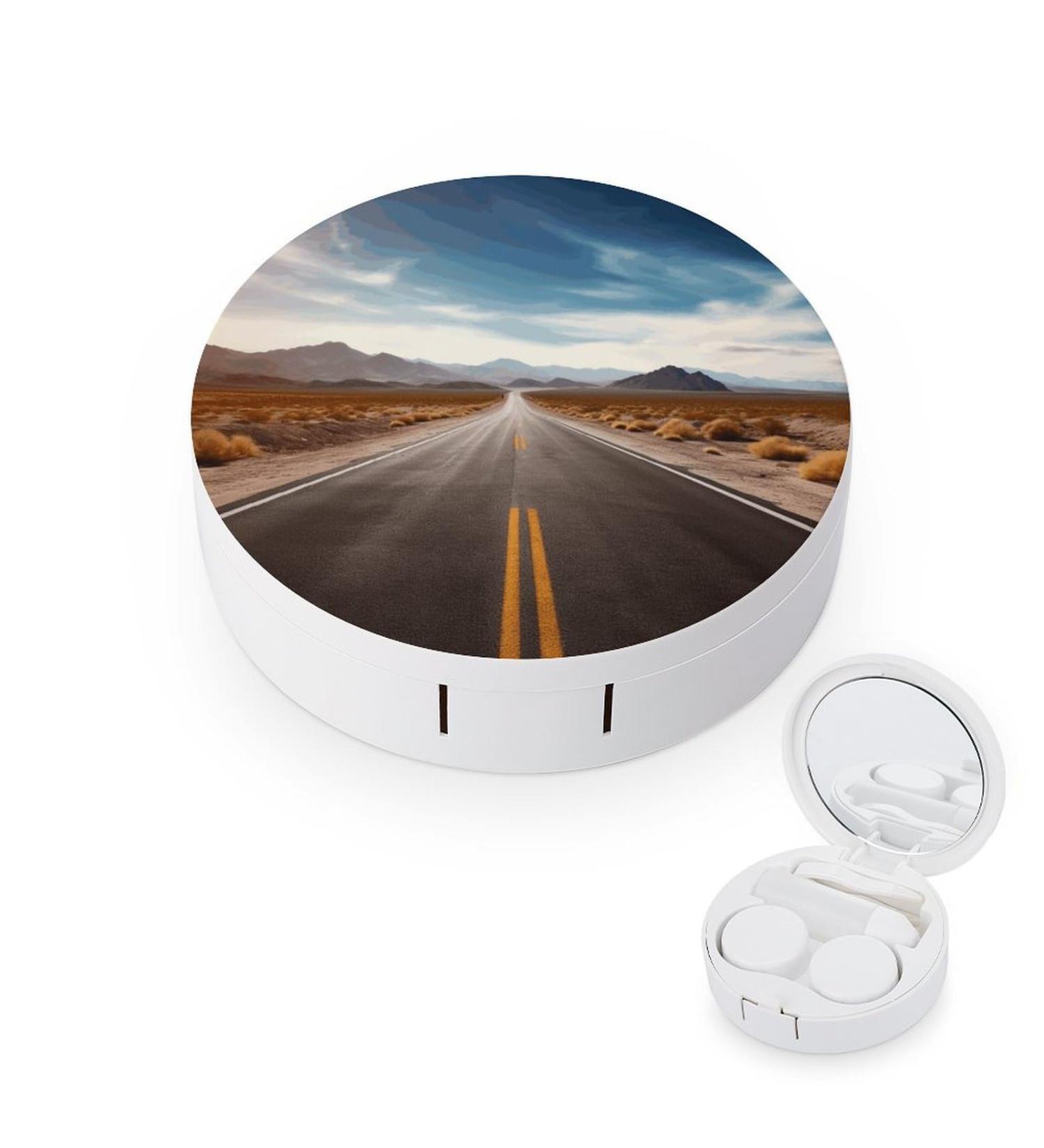 Desert Landscape Highway Contact Lens Case - Stylish & Portable Lens Care Box for Travel - Buy Online on GoSupps.com