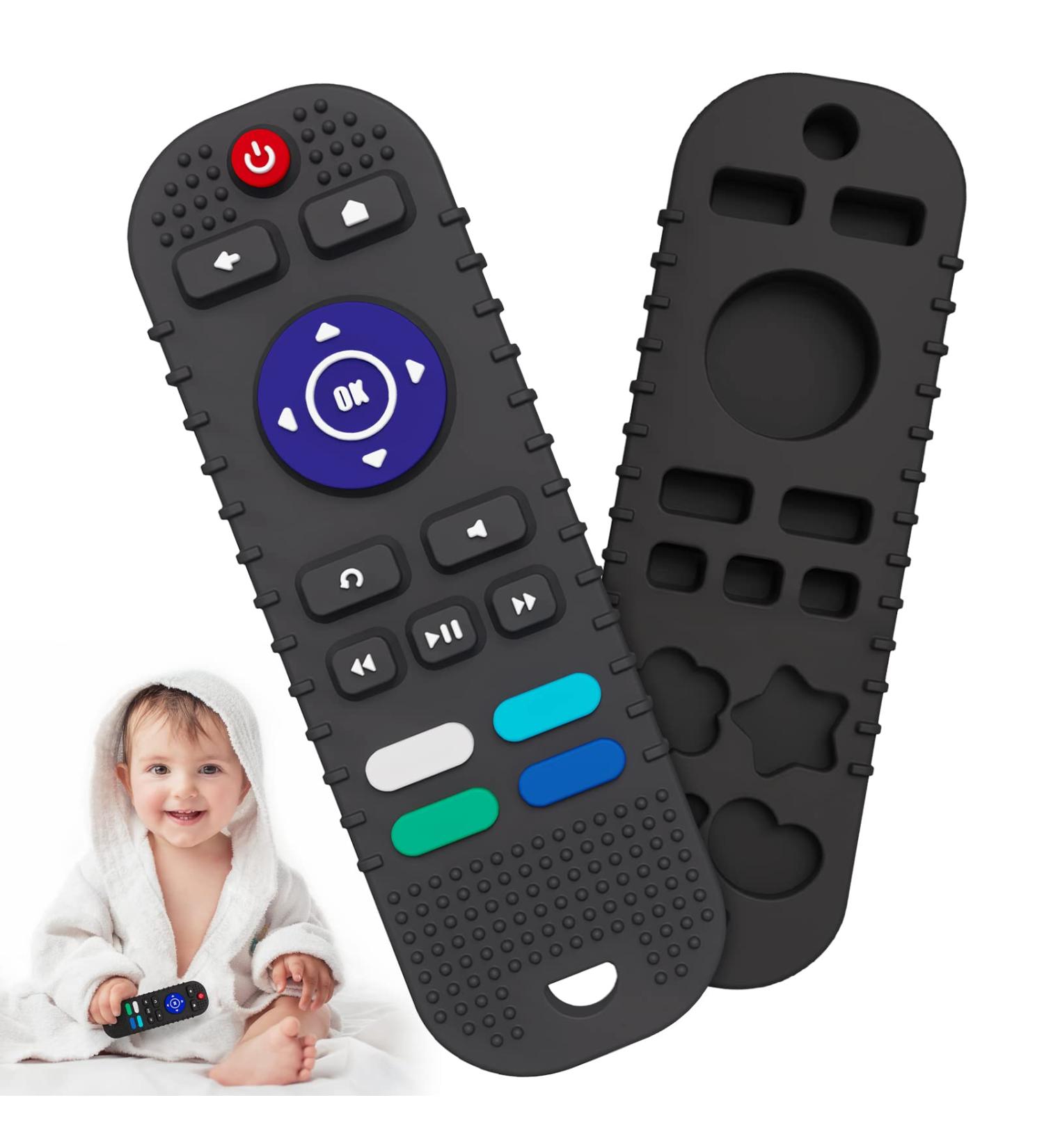 NPET Teething Toy for Babies 6-12 Months - Remote Control Shape Teether for Sore Gums Relief - Soft Silicone BPA Free Baby Teething Toy for Toddler Boys and Girls (Black) - Buy Online on GoSupps.com