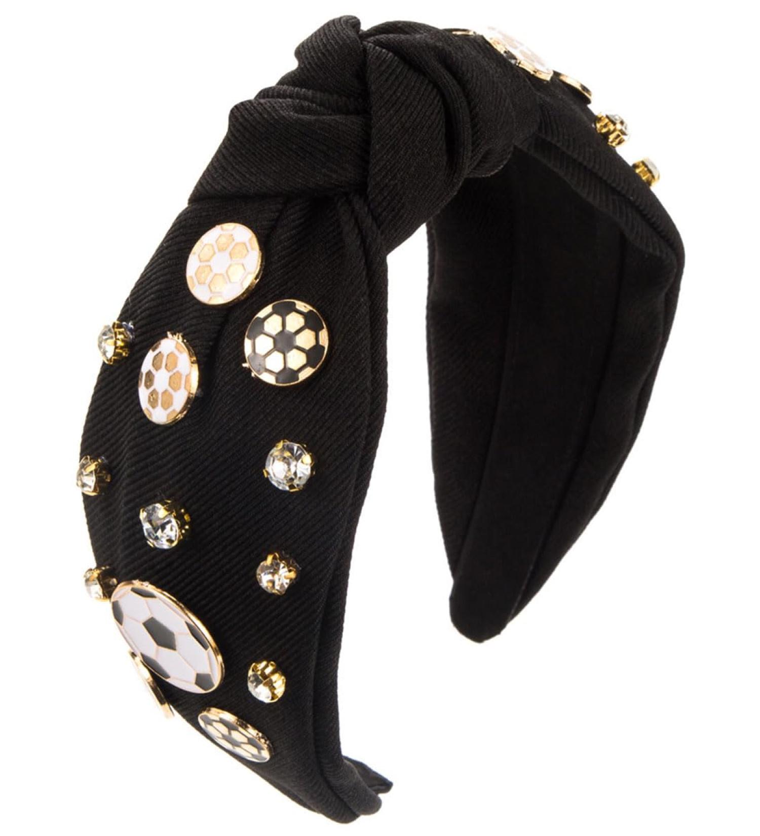 scicent Black Hair Band Knotted Headband for Women Sport Hairbands Soccer Charms Wide Top Knot Headpiece Soccer Game Day Hair Accessories Gifts for Girls Fans - 25312 - Buy Online on GoSupps.com