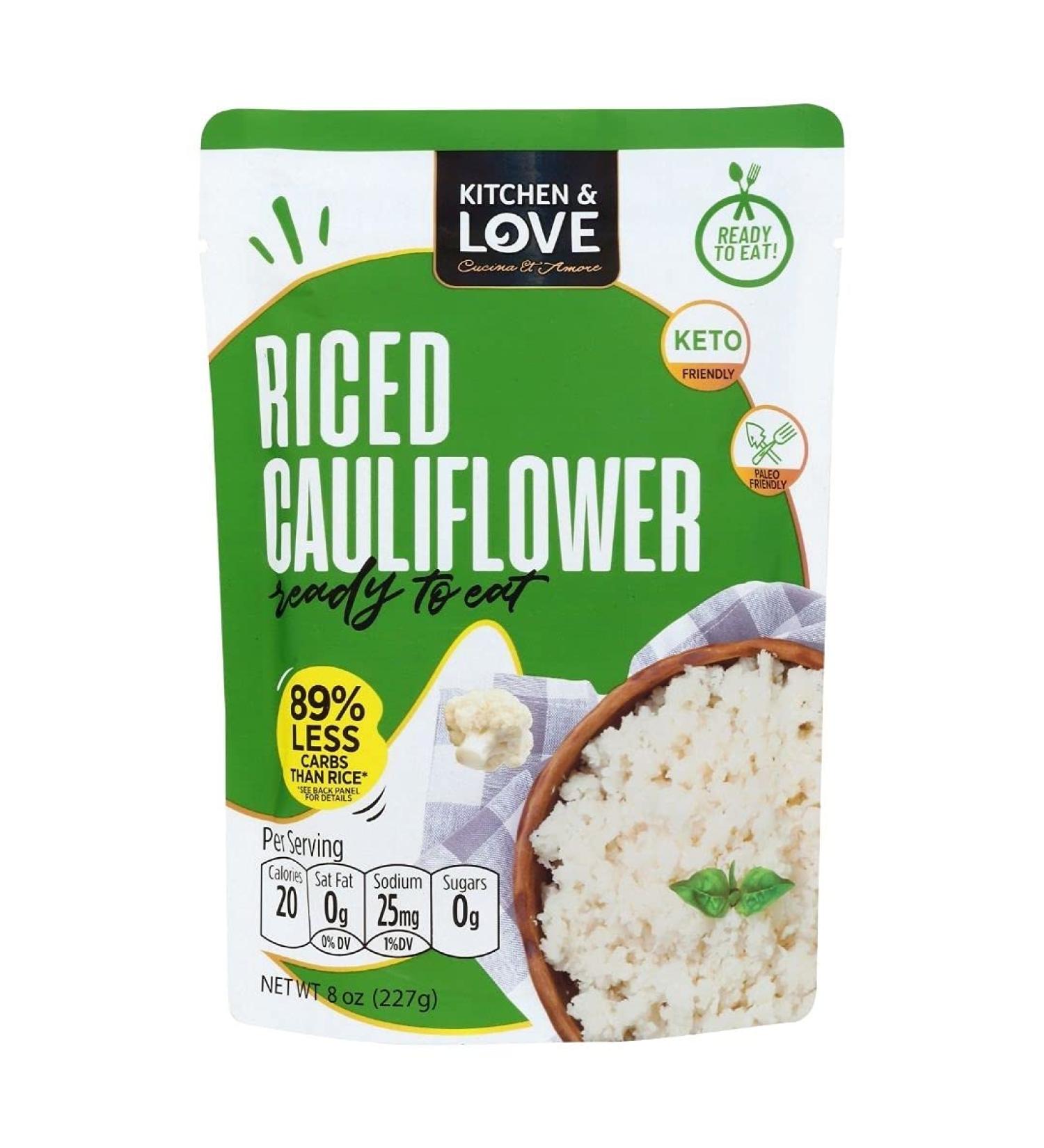 Kitchen & Love Cauliflower Rice 8 oz 6-Pack: Pre Cooked, Microwave Ready, Shelf Stable, Non GMO, Gluten & Dairy Free, Vegan, Vegetarian - Buy Online on GoSupps.com