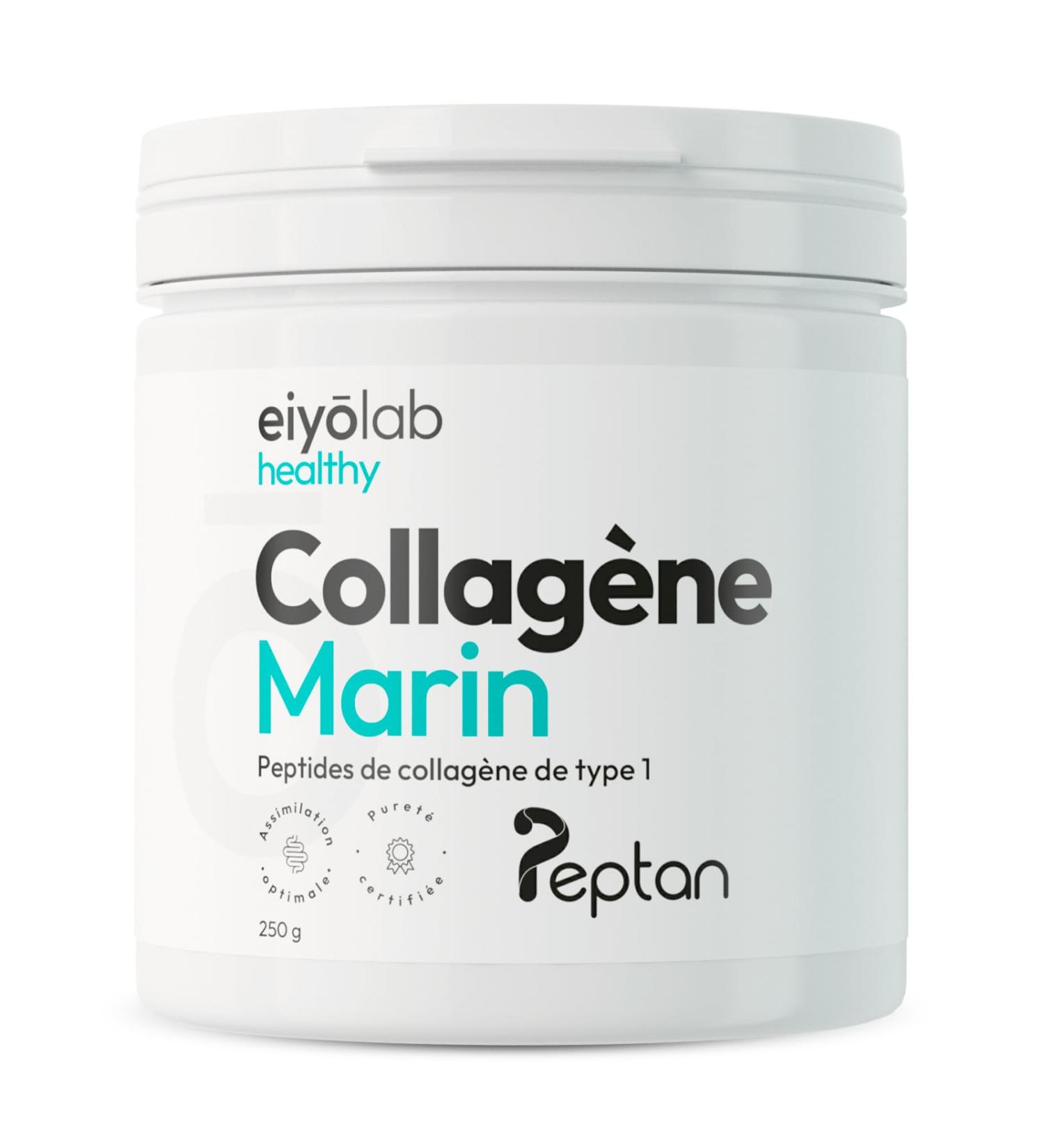 COLLAG NE MARIN Brevet en Poudre | 250 Grammes de Peptides de Collag ne Purs de Type 1 | Peptan | Articulations Souples Peau Lisse et Hydrat e | Go t Neutre | Fili re 100% Fran aise | Eiyolab - Buy Online on GoSupps.com