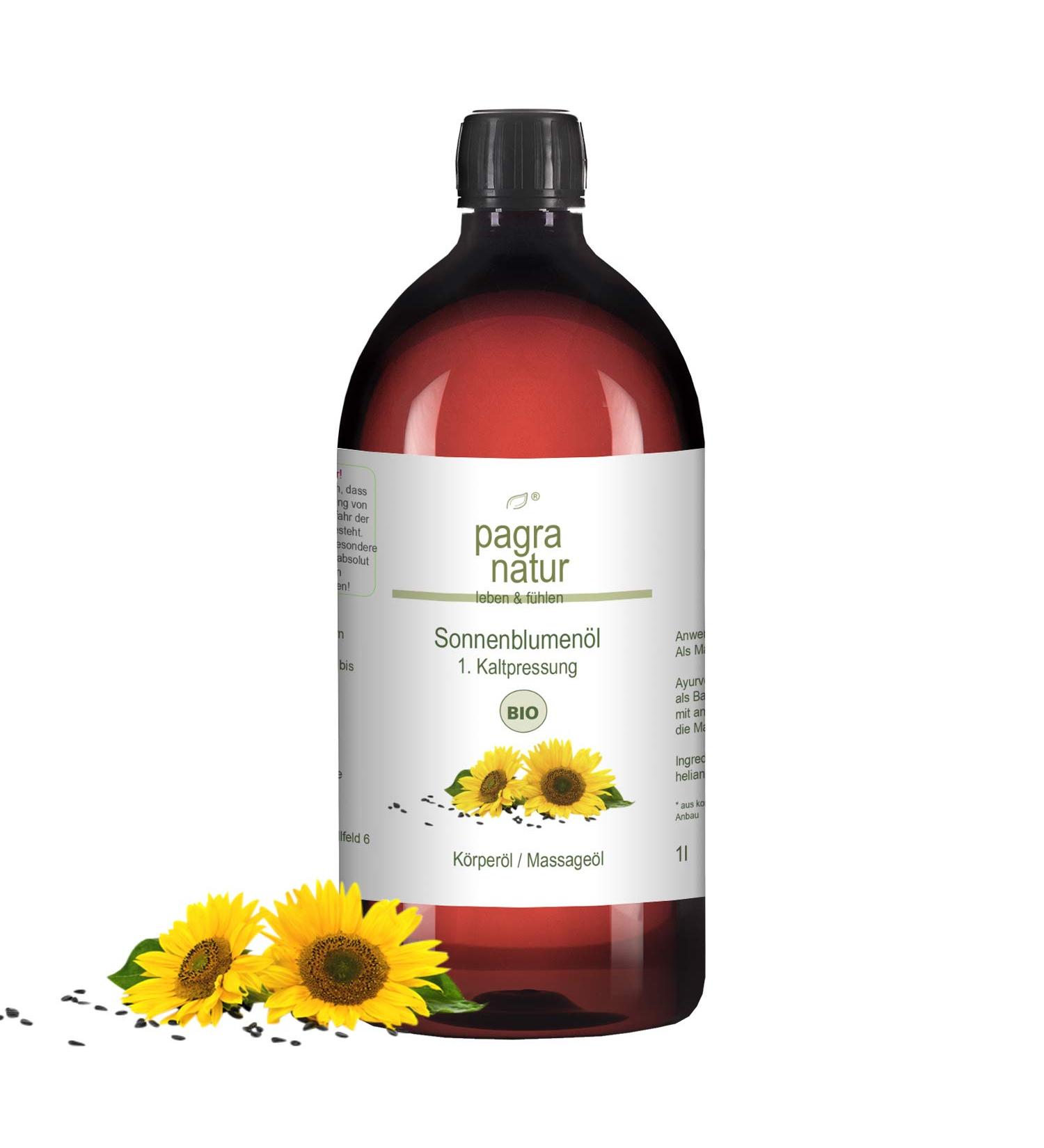 Buy Pagra Natur Organic Massage Oil - 1L Sunflower Oil (1st Cold Pressing) | International Shipping Available - Buy Online on GoSupps.com