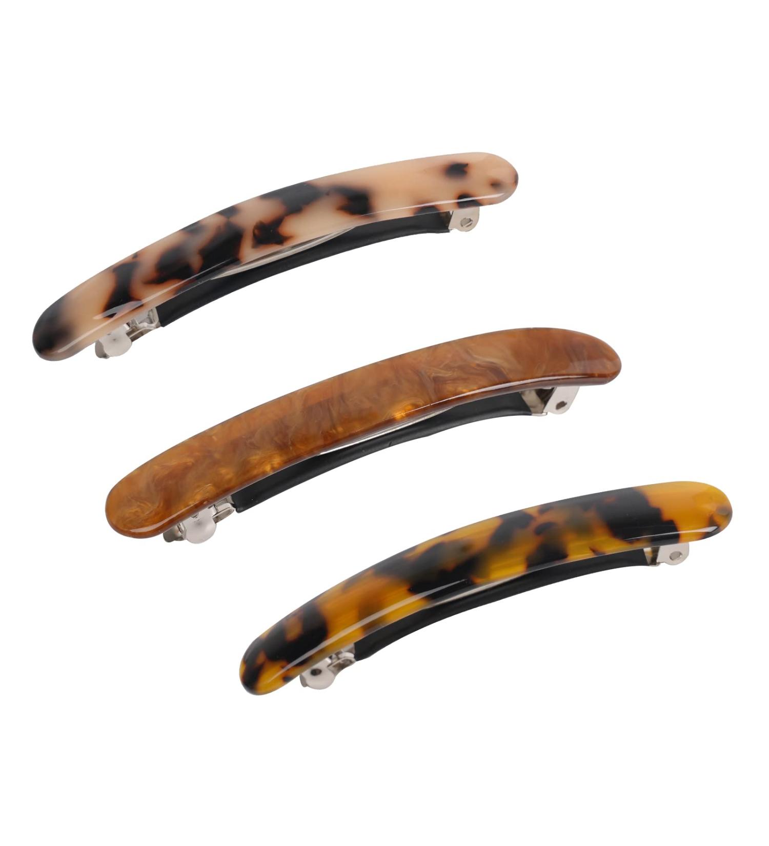 3PCS French Hair Barrettes for Women - Retro Hair Clips for Thick Hair in Dark, Light, and Brown Tortoiseshell - Buy Online on GoSupps.com