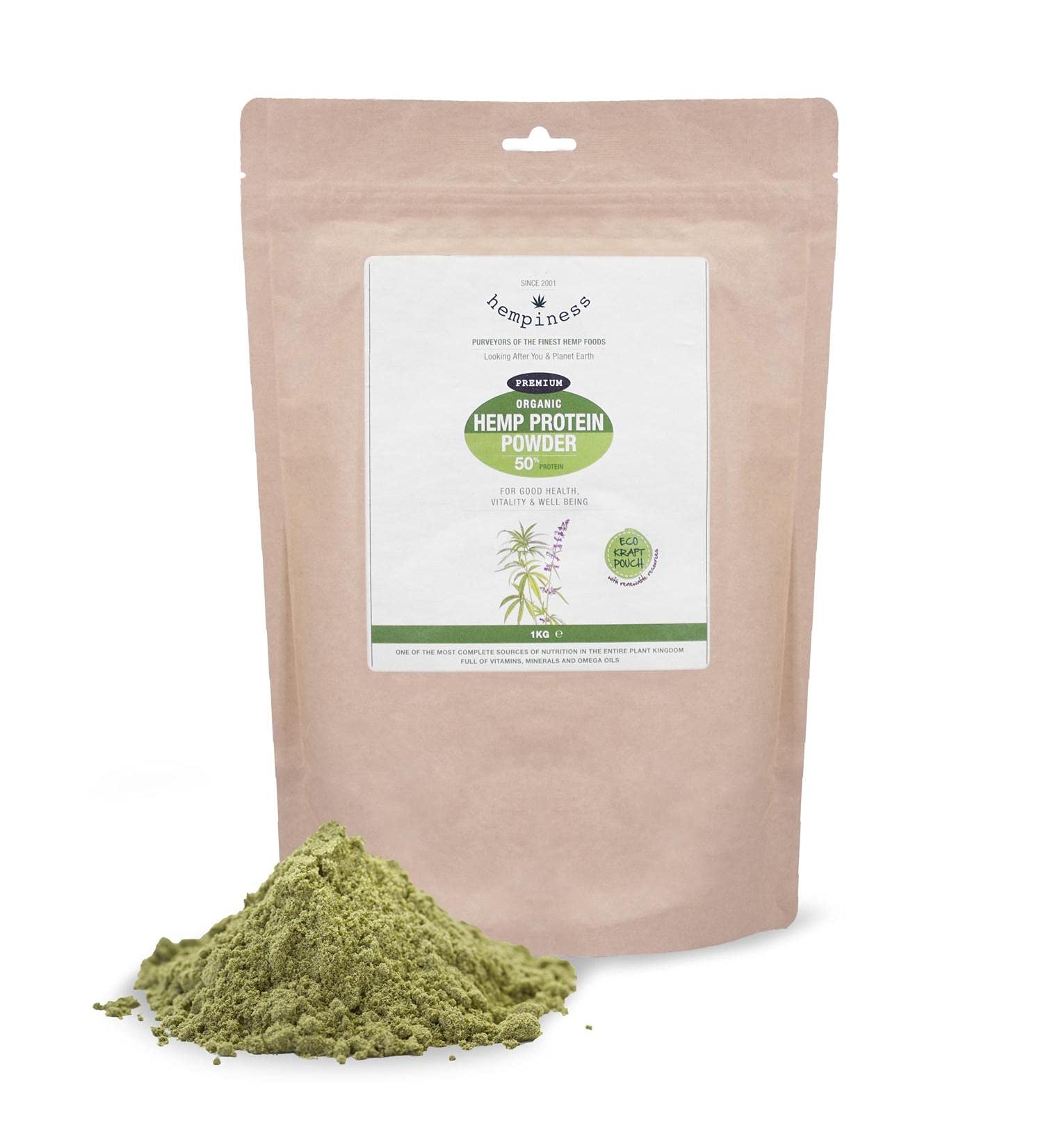 Hempiness Organic Premium Raw Hemp Protein Powder (1kg) - 50% Protein | Vegan & Eco-Friendly - Buy Online on GoSupps.com