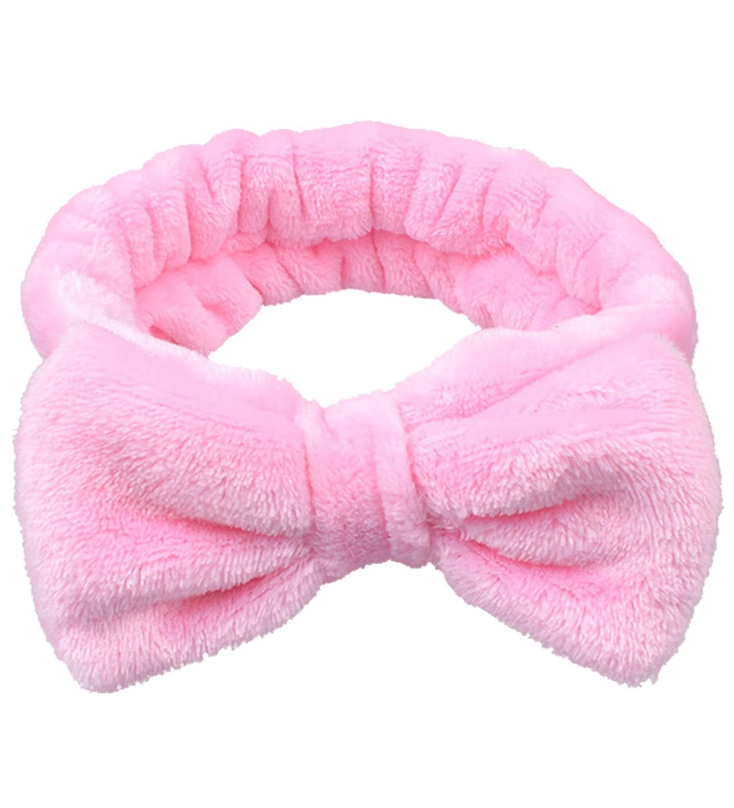 Spa Bow Makeup Headband | High Elasticity Coral Fleece Headband for Women and Girls - Pink - Buy Online on GoSupps.com