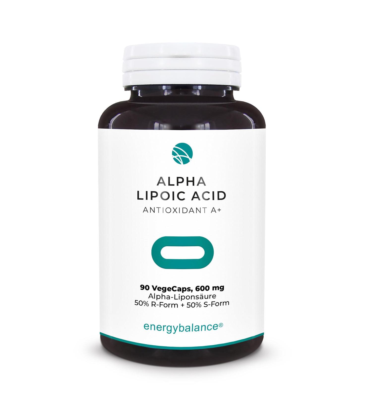 Energybalance Alpha -lipoic acid - capsules with antioxidants - thioc acid - for vegetarian - vegan gluten -free - 90 Vegecaps 600 mg