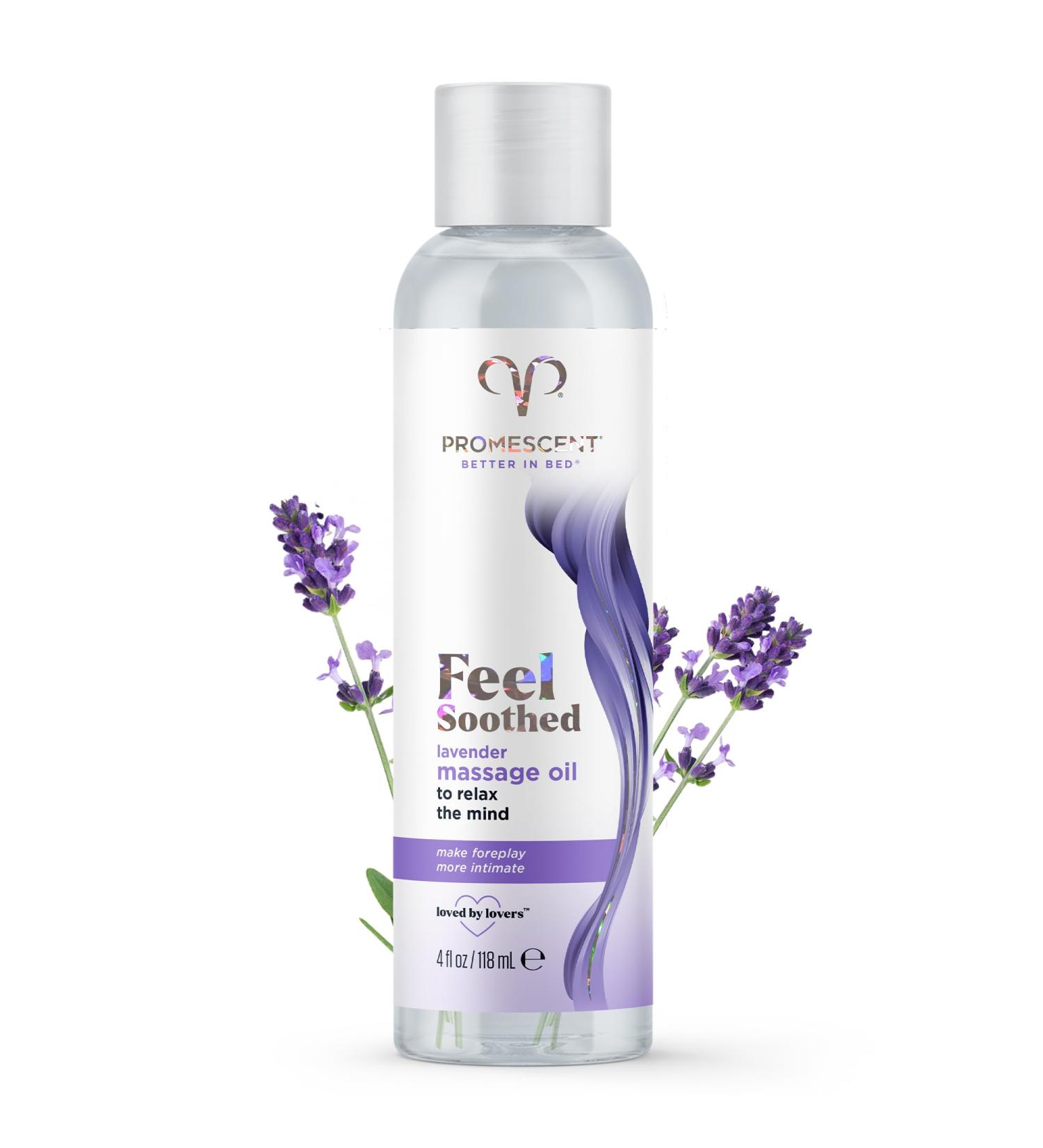 Promescent Lavender Massage Oil - Premium Stress Relief & Sore Muscle Essential Oil for Men & Women | Ideal for Date Night & Massage Therapy (4 oz - Buy Online on GoSupps.com