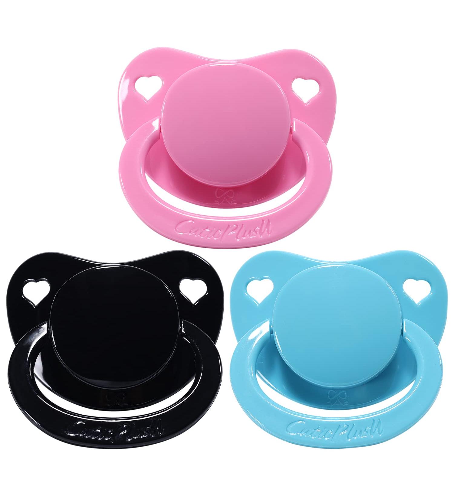 CutiePlusU Adult Pacifier Dummy 3-Pack - Big Shield Design (Pink/Blue/Black) - Buy Online on GoSupps.com