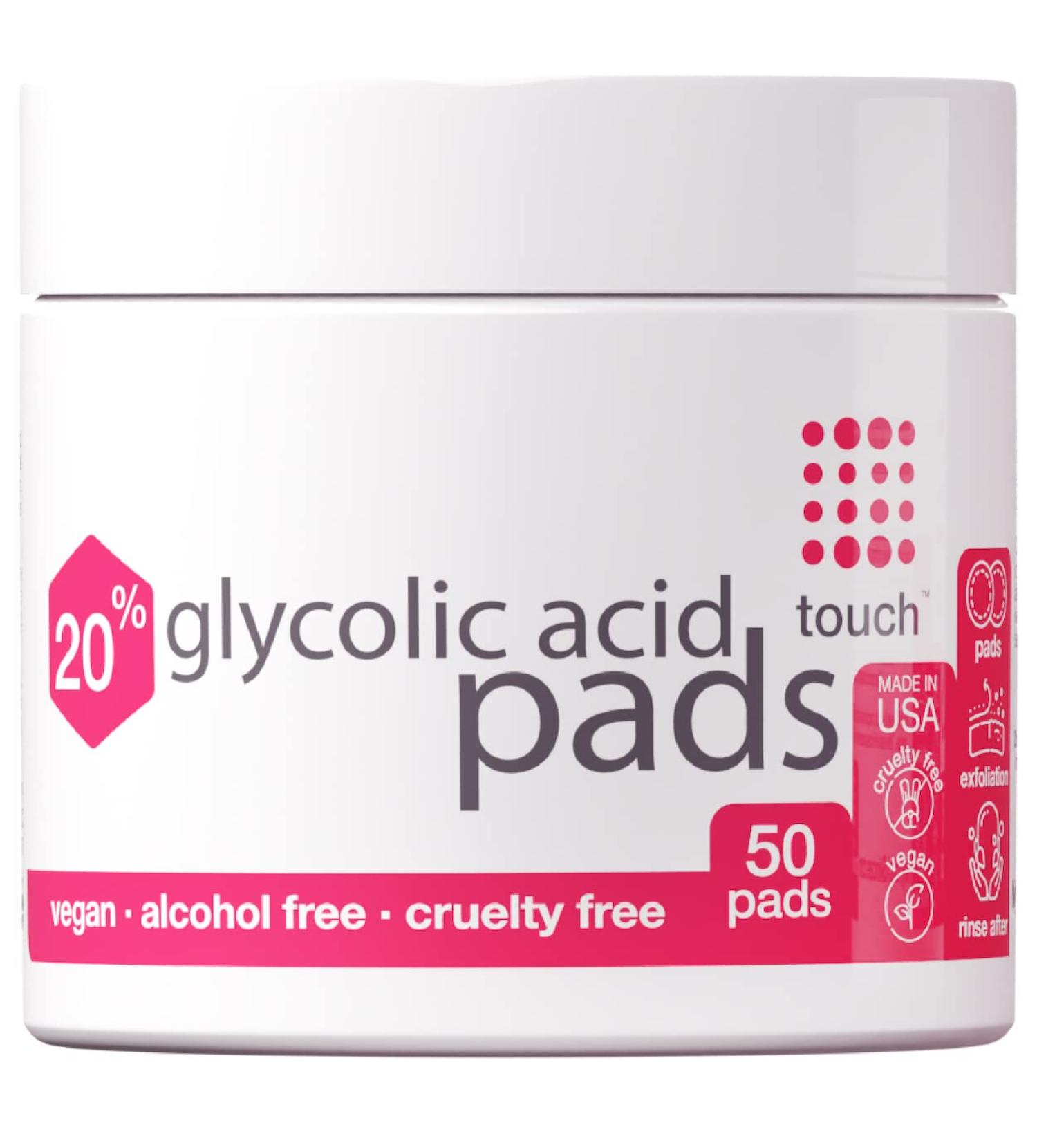 20% Glycolic Acid Exfoliating AHA Peel Pads - 50 Count | Anti-Aging, Acne Scars, Fine Lines, Uneven Skin Tone & Texture | Face Wipes for Dullness & Pores - Buy Online on GoSupps.com