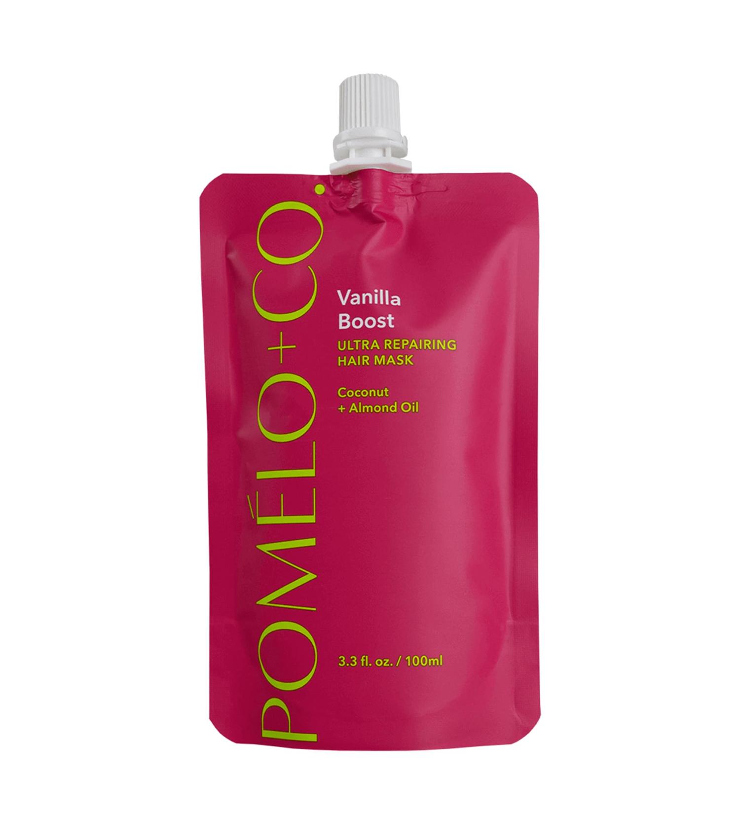 Pom lo Co Pom lo+Co Vanilla Boost caring preShower hair mask Ultra Repair hair treatment with vitamin E coconut and almond oil intensive hair care for women for more shine moisture and healthy hair 100 ml 1er Pack - Buy Online on GoSupps.com