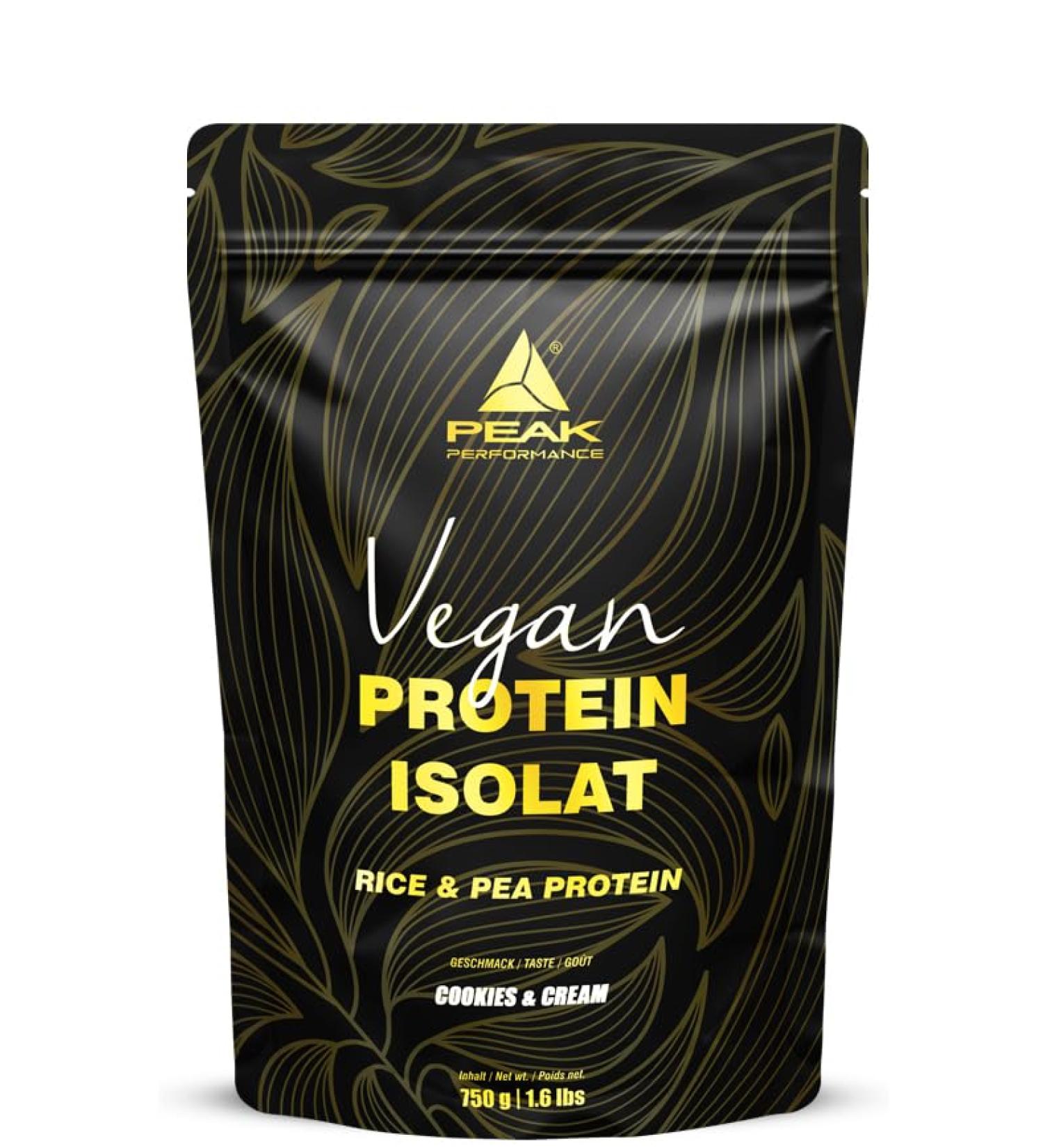 Peak Vegan Protein Isolate - 750g Cookies & Cream | 25 Portions | Plant-Based Protein for Muscle Building | Stevia Sweetened & GMO-Free - Buy Online on GoSupps.com