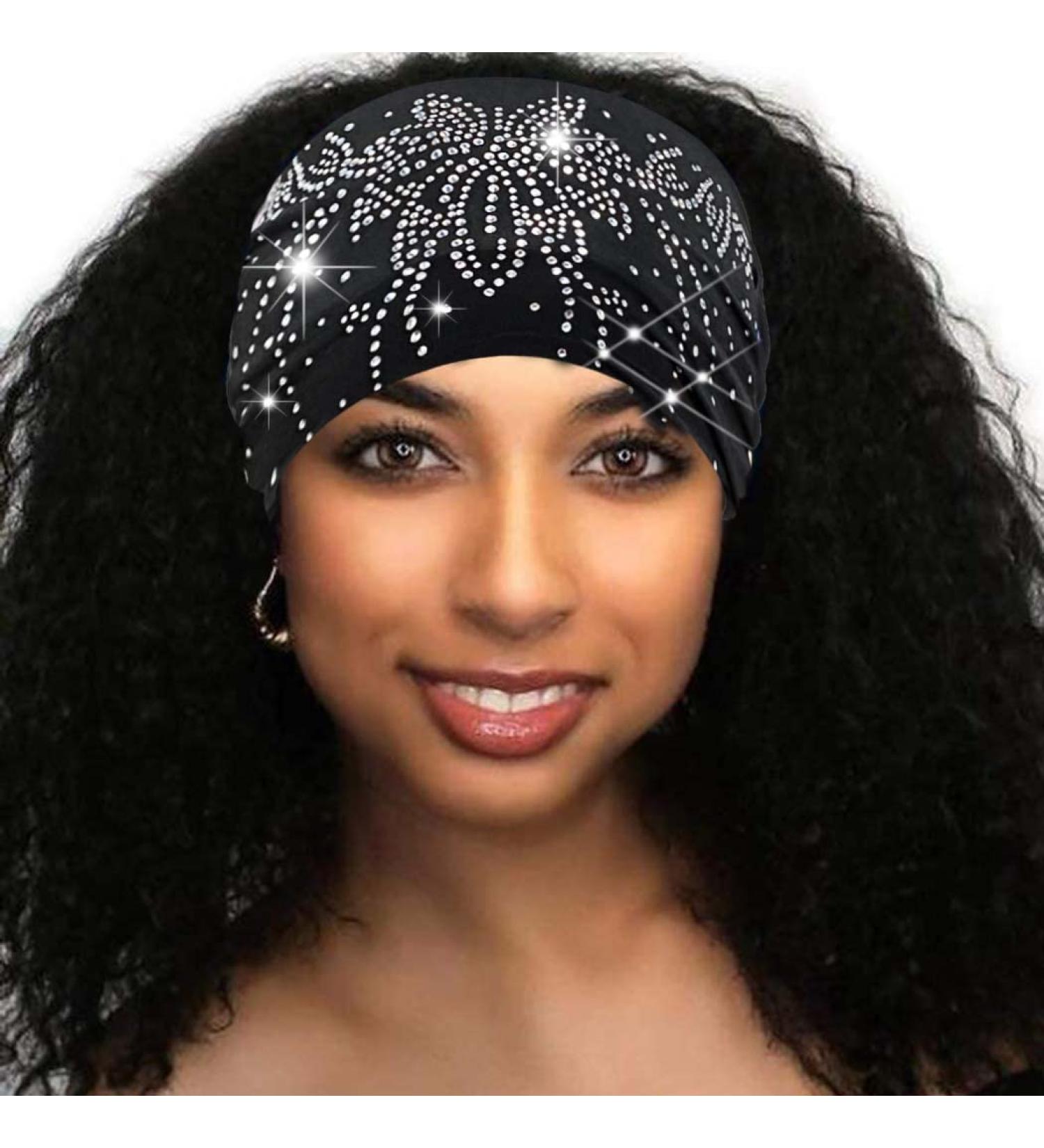 CAKURE Crystal Rhinestone Wide Headband - Sparkly Black Turban for Women and Girls - Buy Online on GoSupps.com