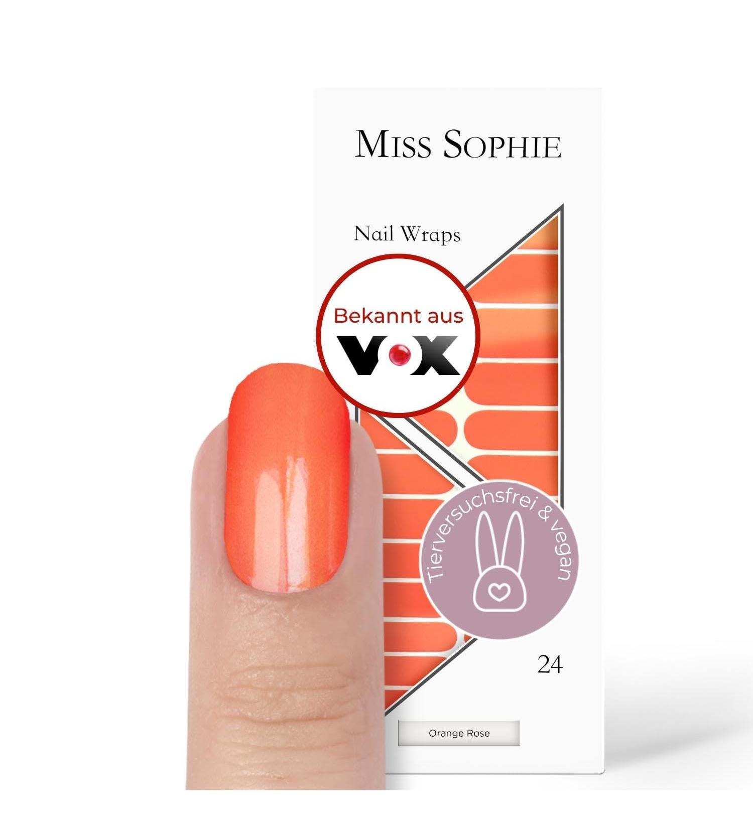 Original Miss Sophie Nail Foils Belle Fleur | 24 Ultra-Thin Nail Polish Strips | Orange Rose | Ideal for Natural Painted Acrylic Gel & Shellac Nails - Shop Now! - Buy Online on GoSupps.com