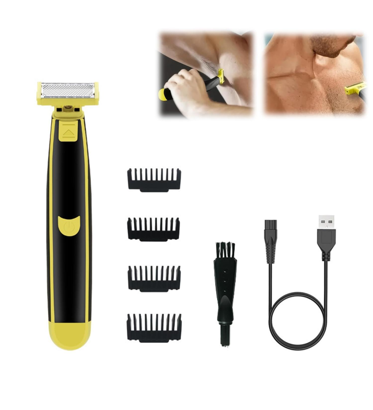 Wet and Dry Electric Shaver for Men | Rechargeable Grooming Kit with 4 Heads | Washable 360 Face & Beard Trimmer - Model #10 - Buy Online on GoSupps.com