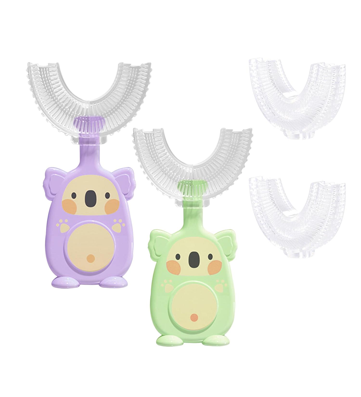 Buy 360 U-Shaped Toothbrush for Toddlers & Kids (Ages 2-8) | Foam Manual 2 Koalas + Extra Heads - Buy Online on GoSupps.com