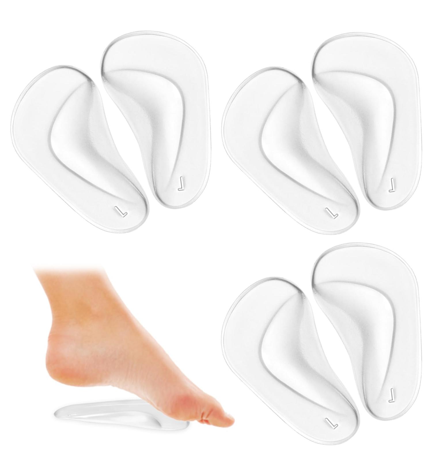 3 Pairs Arch Support Inserts - Soft Gel Insole Pads for Plantar Fasciitis Relief | Transparent Silicone Arch Cushions for Flat Feet & High Heels - Reusable Shoe Insoles - Buy Online on GoSupps.com