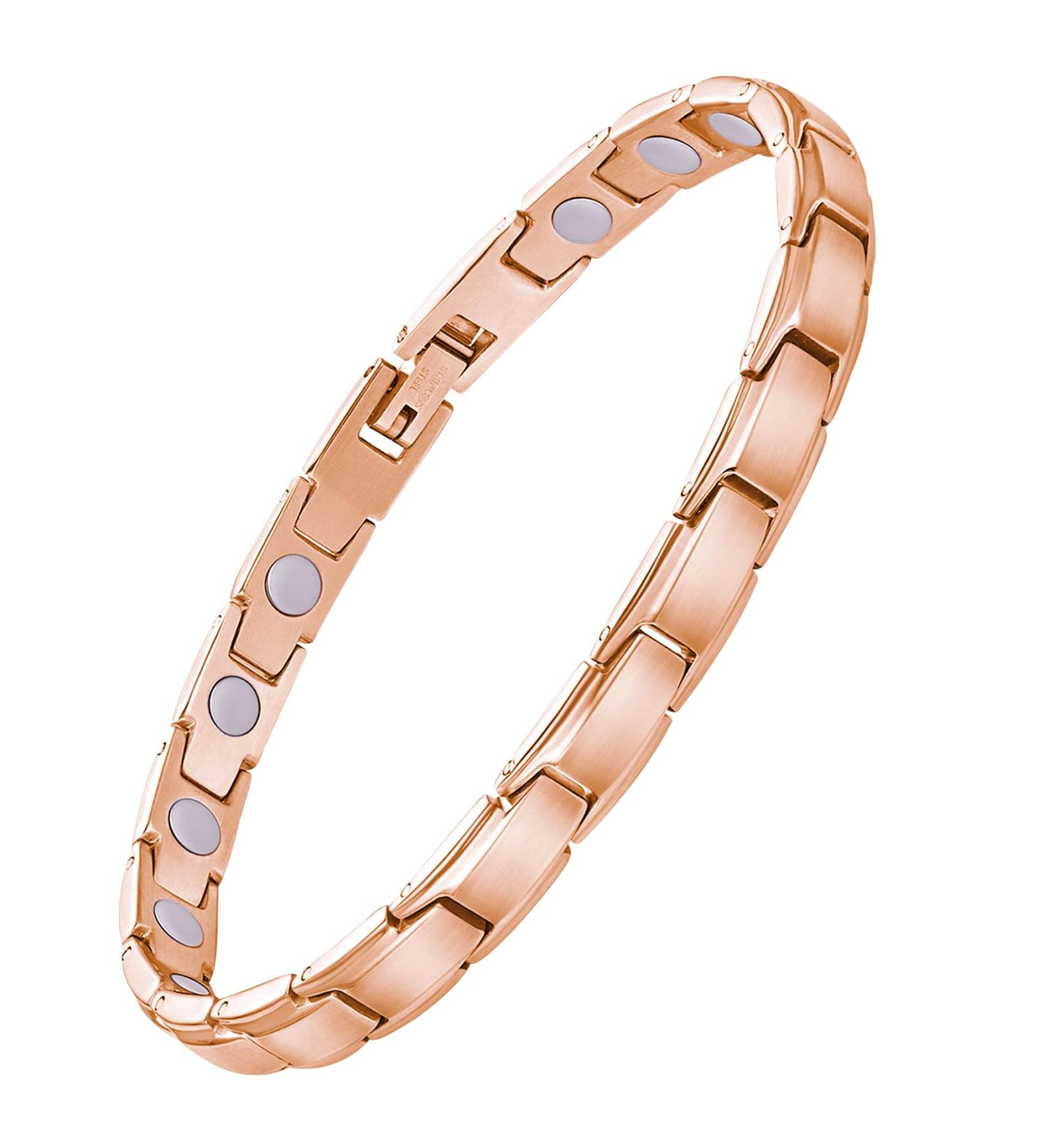 Jeracol Titanstahl Magnetic Arm Band for Women - 3500 Gauss Adjustable Bracelet with Gift Box | Stylish Magnetic Jewelry in Rose Gold - Buy Online on GoSupps.com