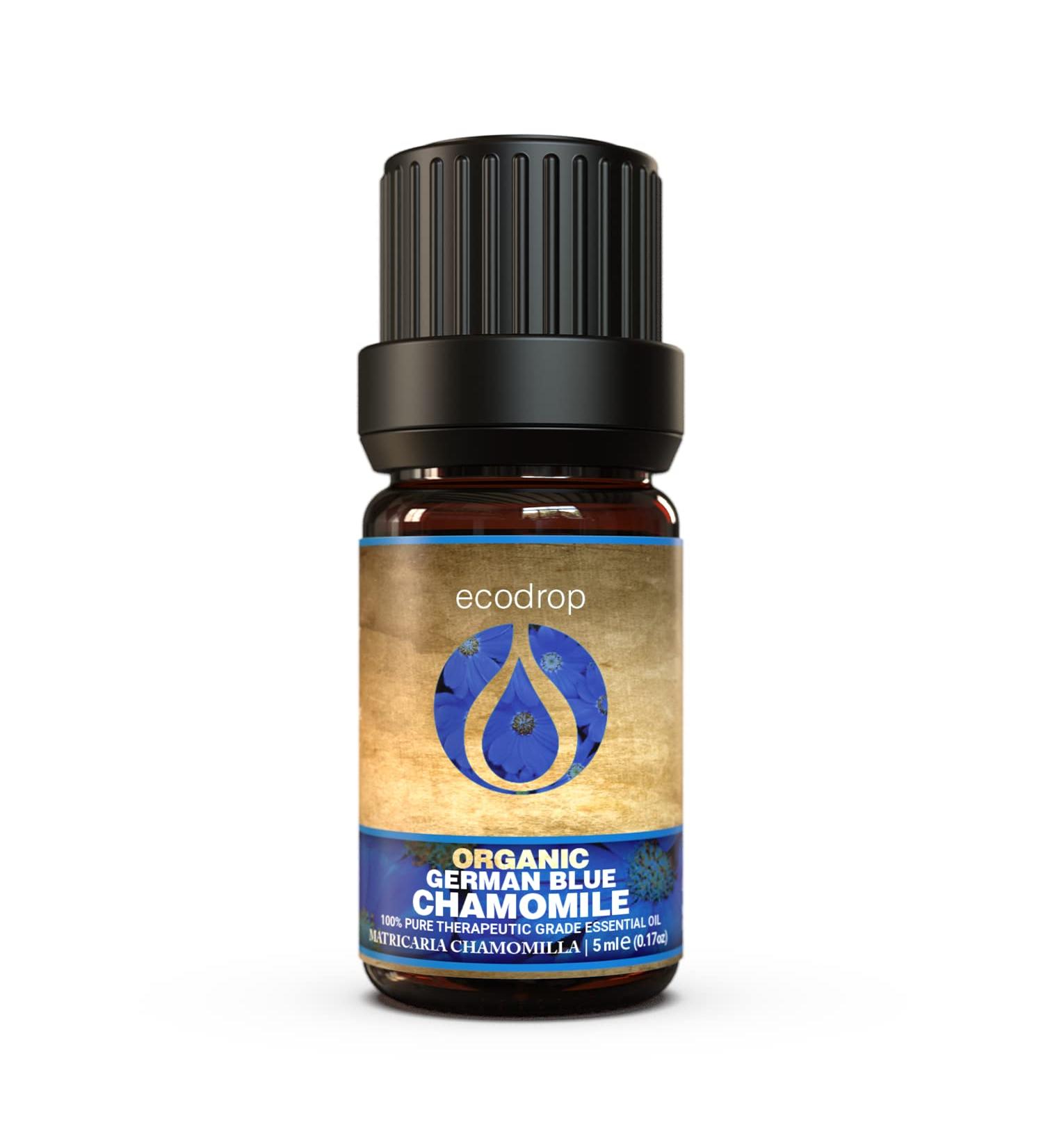 Ecodrop German Chamomile Essential Oil 5ml - 100% Natural Therapeutic Grade Matricaria Chamomilla Oil | Organic Aromatherapy for Relaxation & Skincare - Buy Online on GoSupps.com
