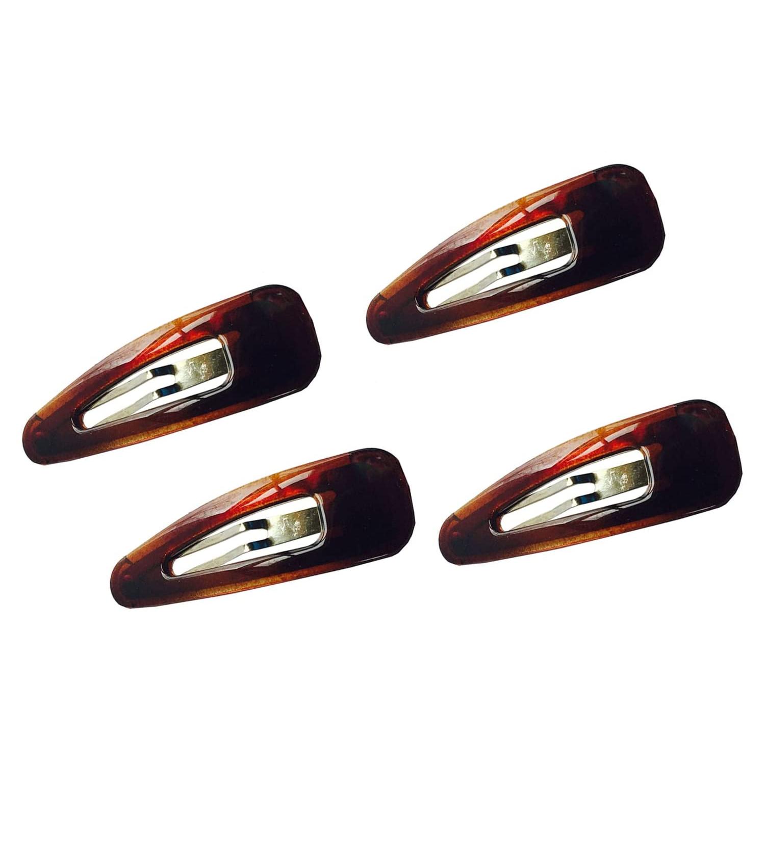 Parcelona French Mini Set of 4 Small Celluloid Acetate Snap Hair Clips - Tortoise Shell Brown - Made in France - Buy Online on GoSupps.com