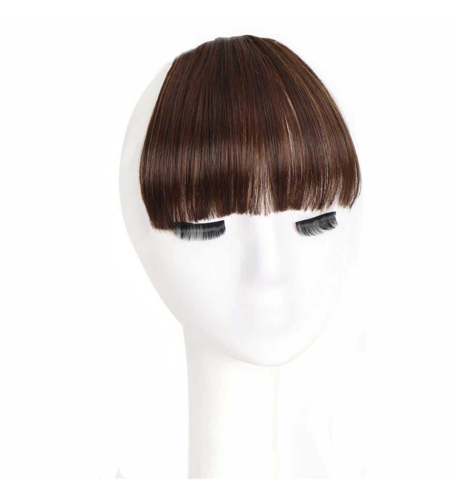 Bangs Clip in Bangs-Fake Bangs Hair Clip Dark Brown Clip on Bangs Real Human Hair Air Curtain Bangs for Women Clips Bangs Hair Extensions Fringe Curved Bangs for Women Curved Bangs for Daily Wear ( T1B/33/27