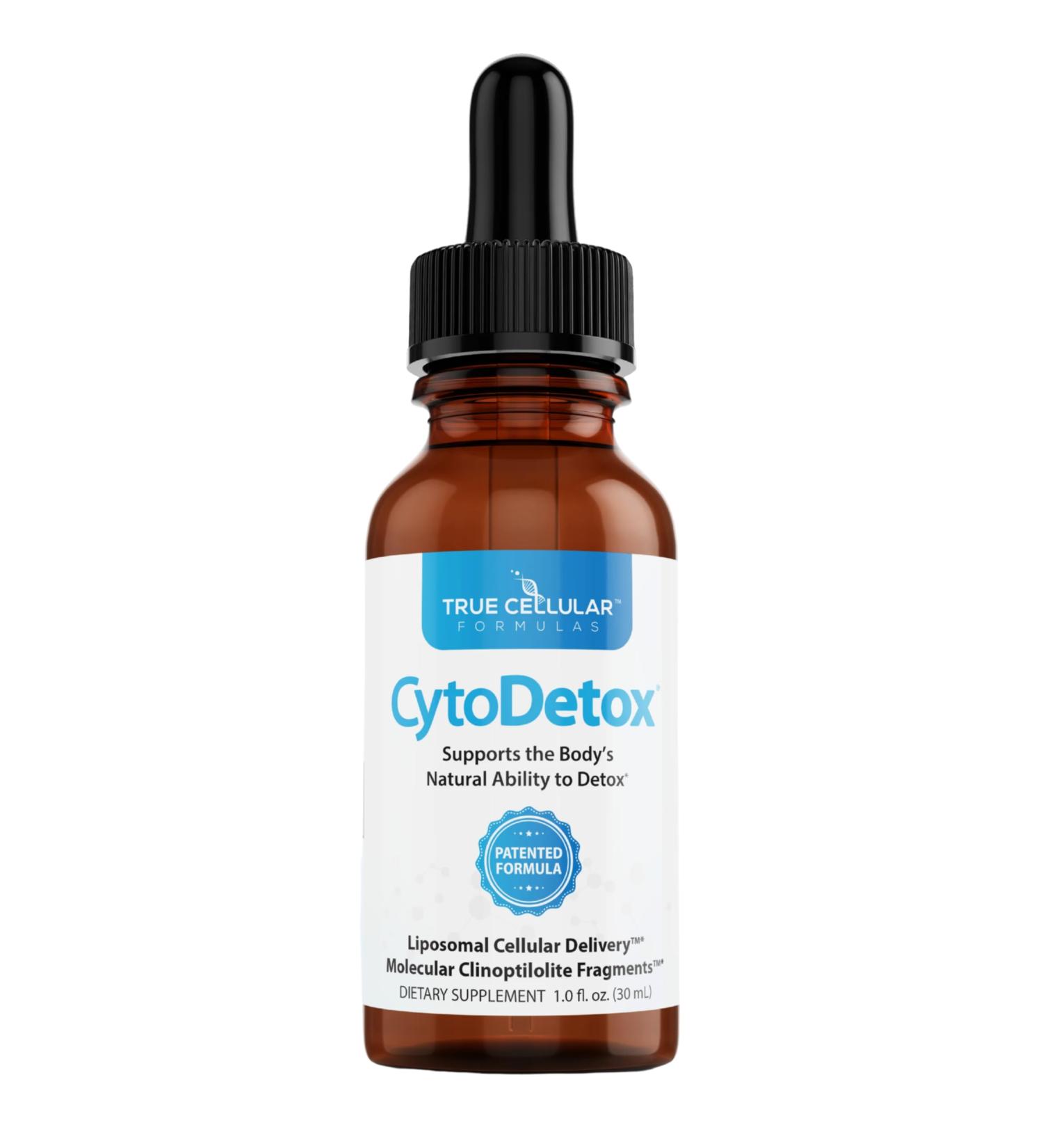 True Cellular Formulas CytoDetox Liposomal Zeolite Clinoptilolite with Fulvates - Supports Cellular Detox & Natural Toxin Removal - Gentle Detoxifier and Binder - 1 oz Bottle - Buy Online on GoSupps.com