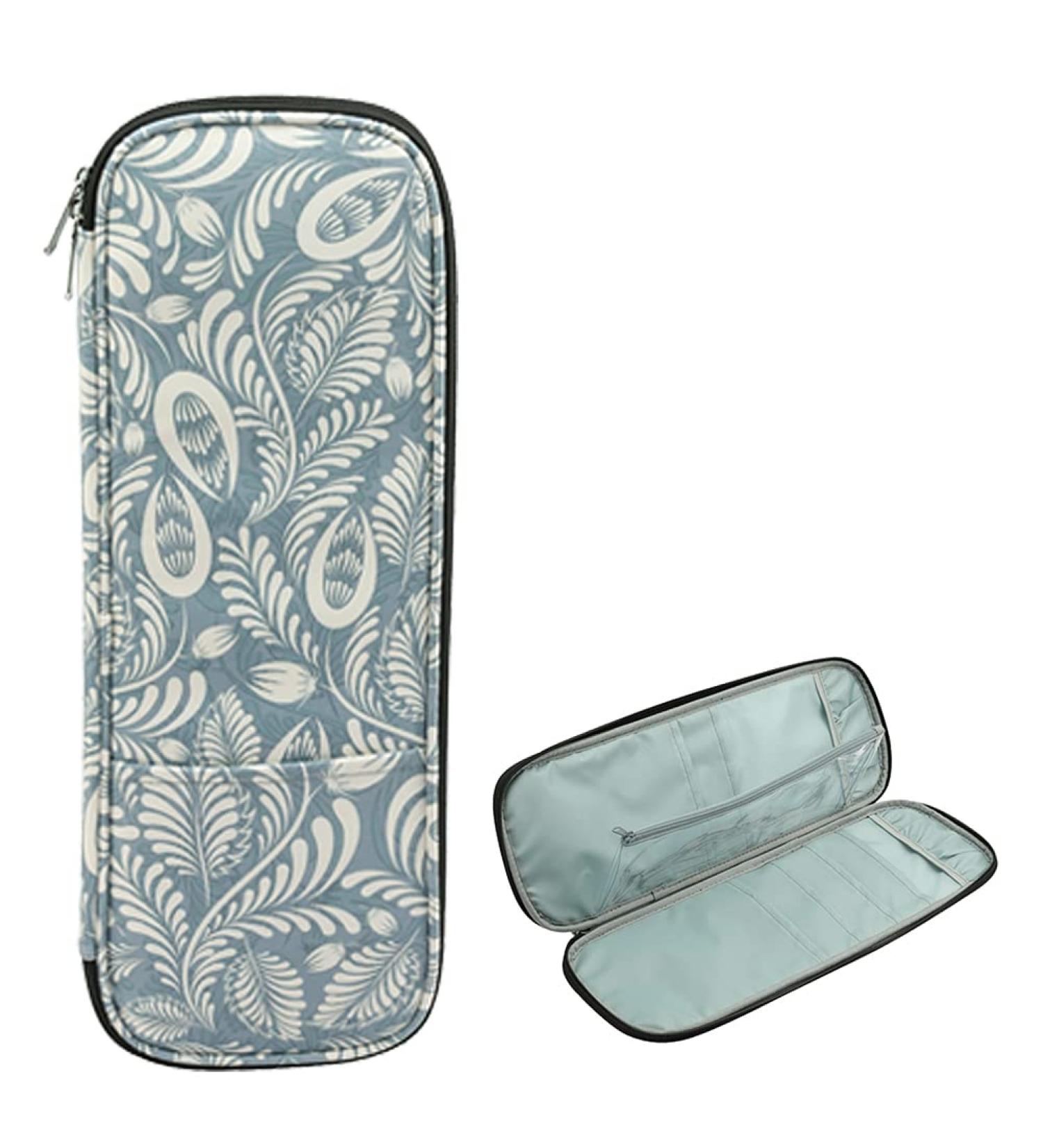 Katech Knitting Needles Case - Portable Travel Crochet Hooks Storage Bag with Transparent Pocket - Blue - Buy Online on GoSupps.com
