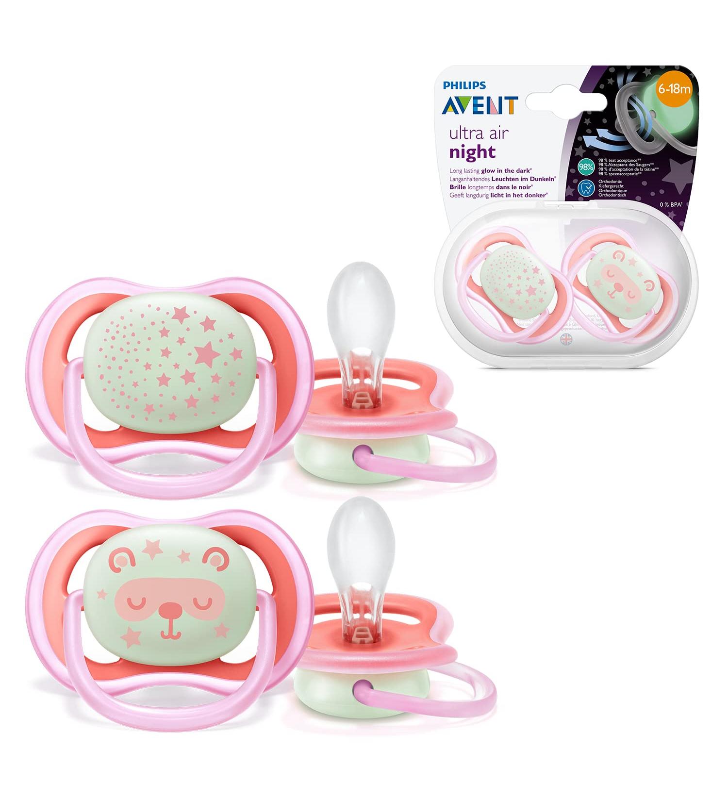 Philips Avent Ultra Air Nighttime Pacifier - BPA-Free Breathable Shining & Includes Sterilization Box - For Babies 6-18 Months - Buy Online on GoSupps.com