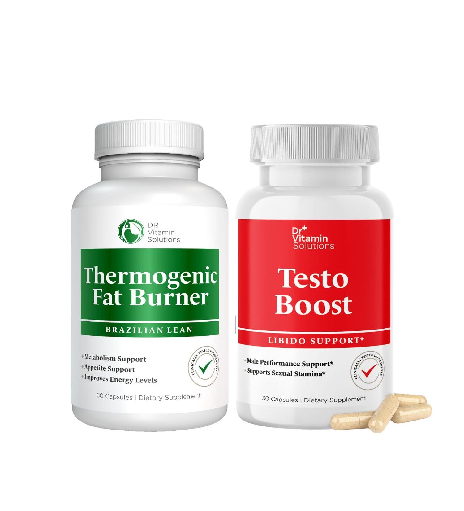 DR VITAMIN SOLUTIONS Thermogenic Fat Burner Brazilian Lean 60 Capsules and Dr. Vitamin Testo Boost Supplement for Men 30 Capsules - Buy Online on GoSupps.com